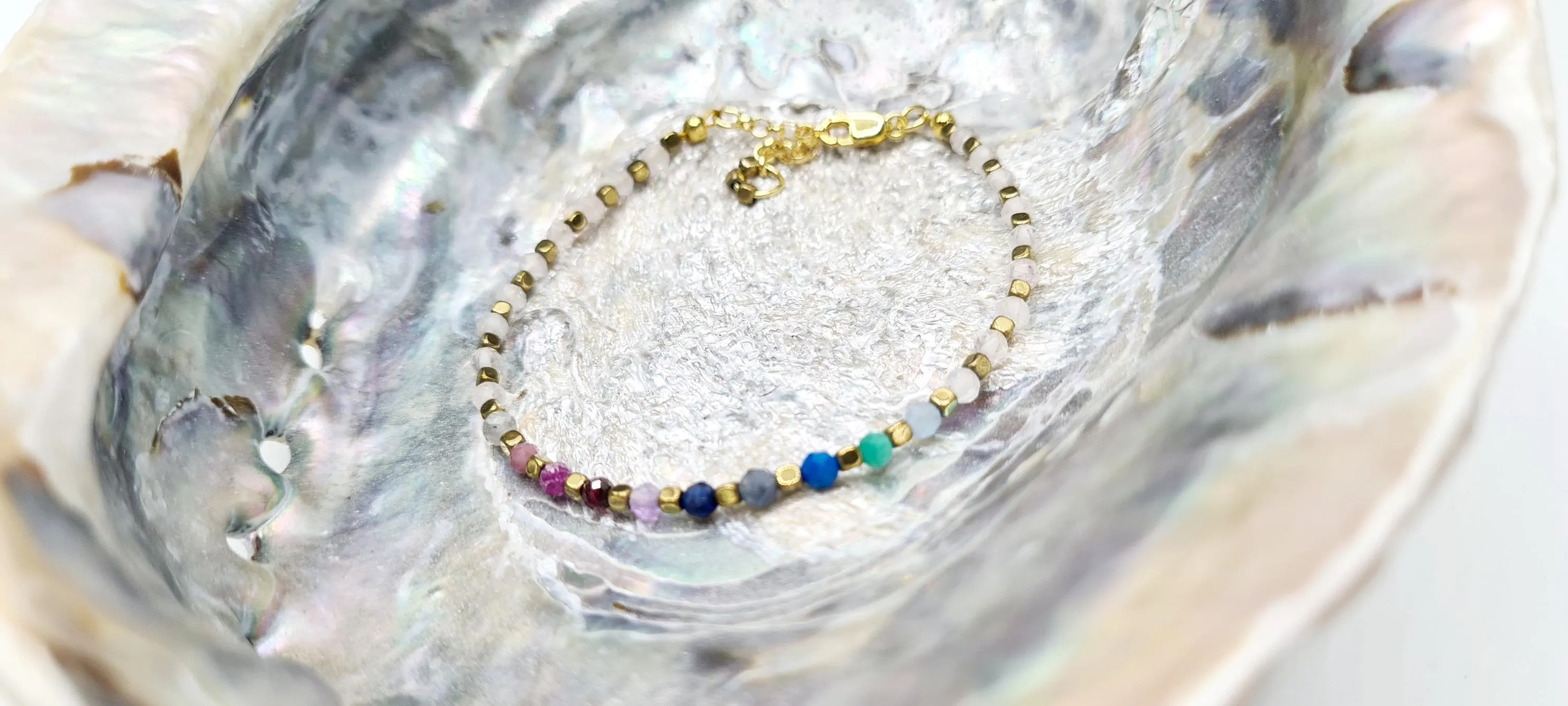 Multi Gemstone Bracelet in Gold over Sterling Silver, Reiki Infused Natural Gemstones, Healing Jewellery - image 5