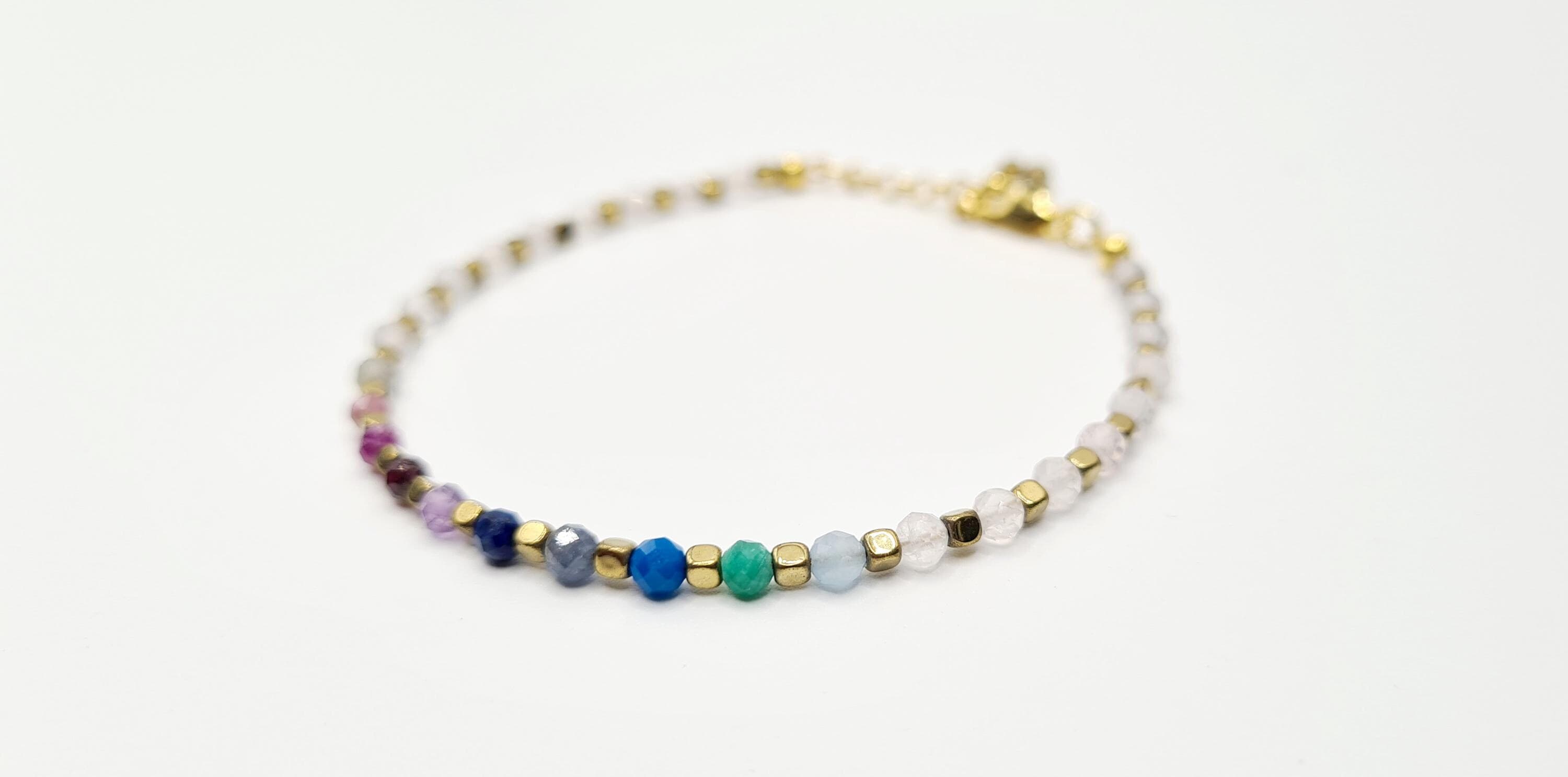 Multi Gemstone Bracelet in Gold over Sterling Silver, Reiki Infused Natural Gemstones, Healing Jewellery - image 5