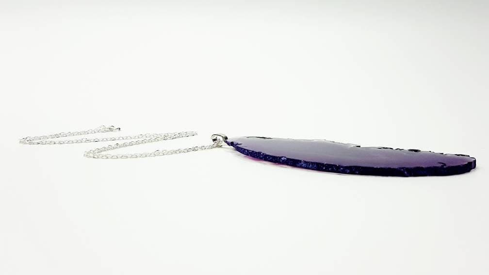 Purple Agate Slice Necklace in Sterling Silver, Reiki Infused Pendant, Natural Gemstone Healing Jewellery - image 5