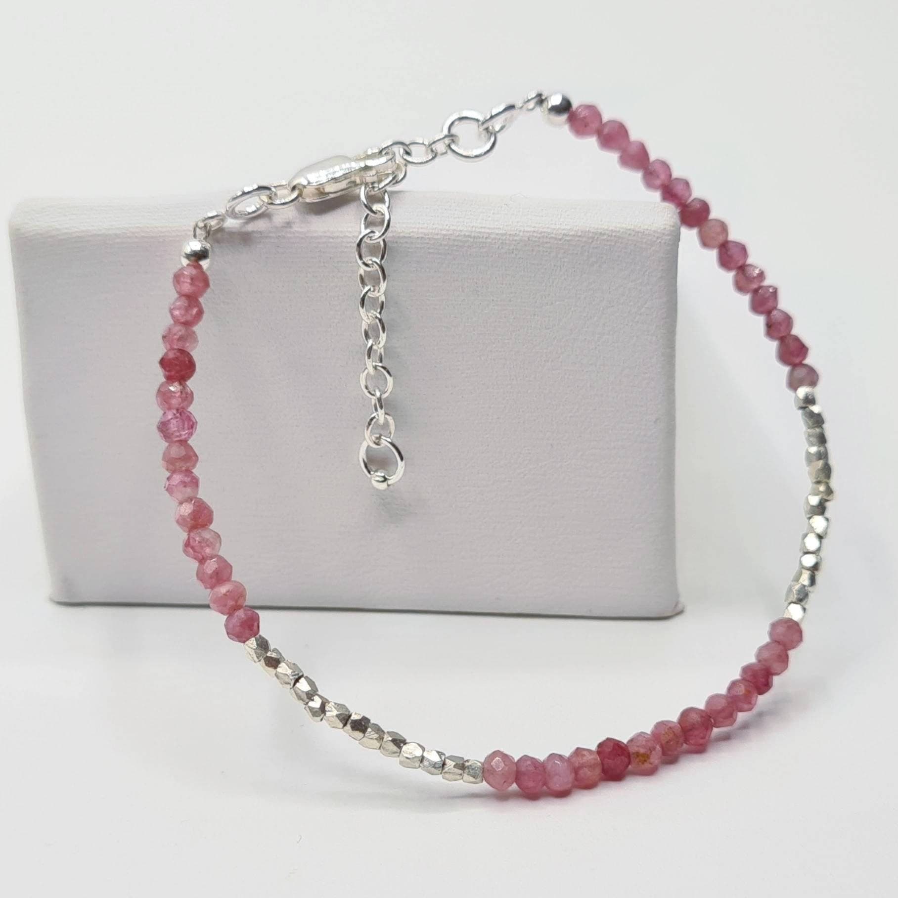 Pink Tourmaline Delicate Bracelet in Fine and Sterling Silver