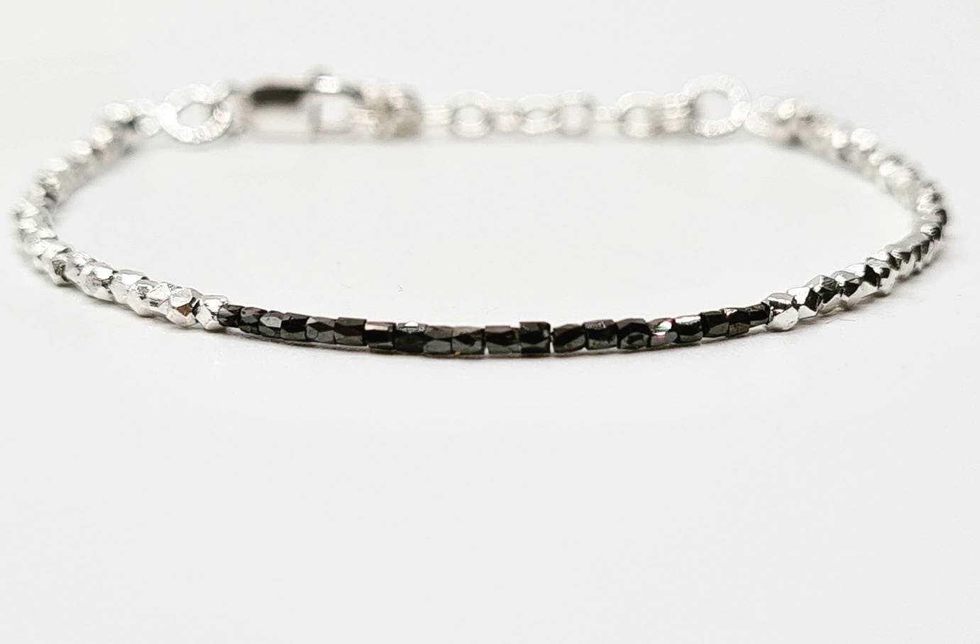 Delicate Black Diamond Bracelet in Fine & Sterling Silver