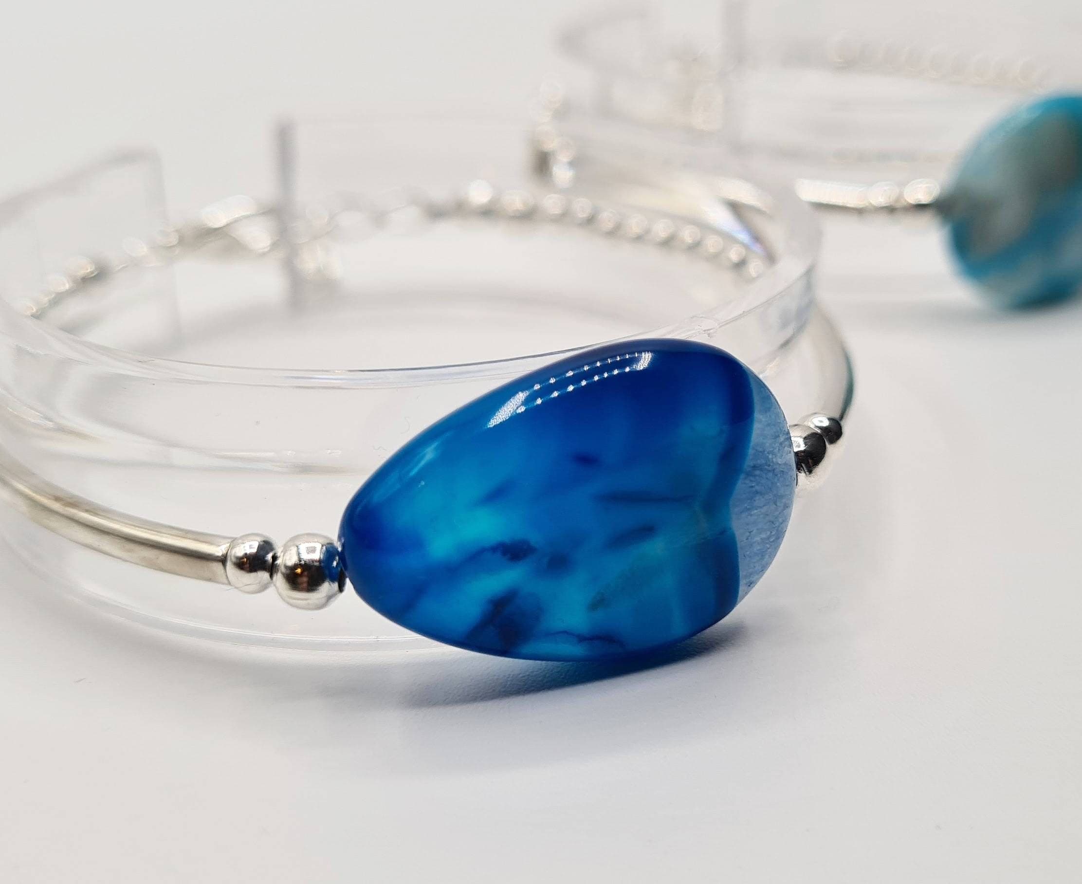 Set of 2 - Blue Pear Agate Bracelets - image 3