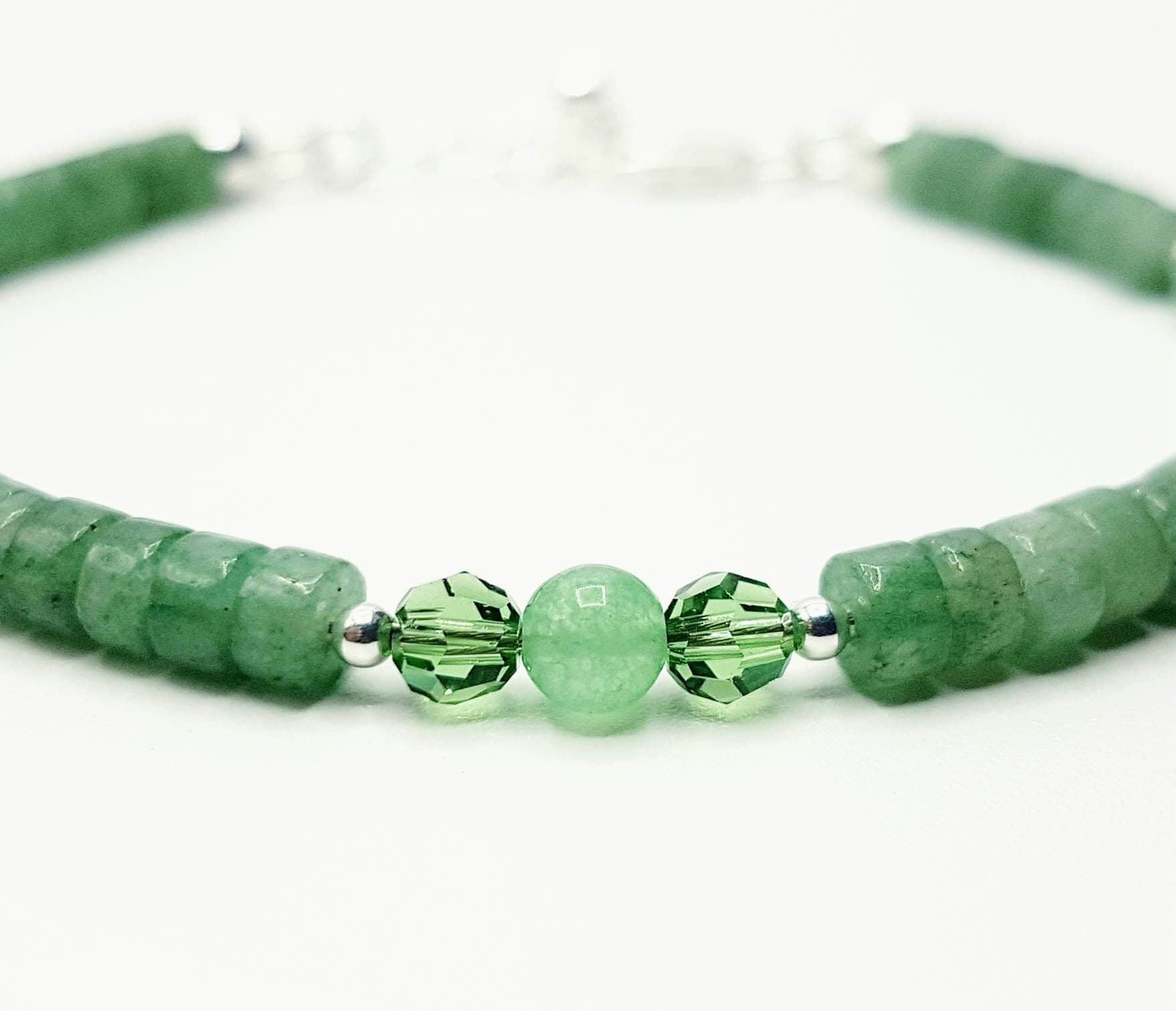 Aventurine & Austrian Crystal Bracelet in Sterling Silver - image 4