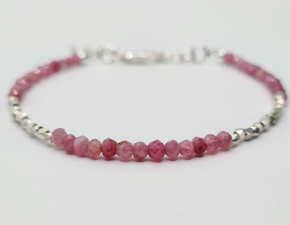 Pink Tourmaline Delicate Bracelet in Fine and Sterling Silver - image 4