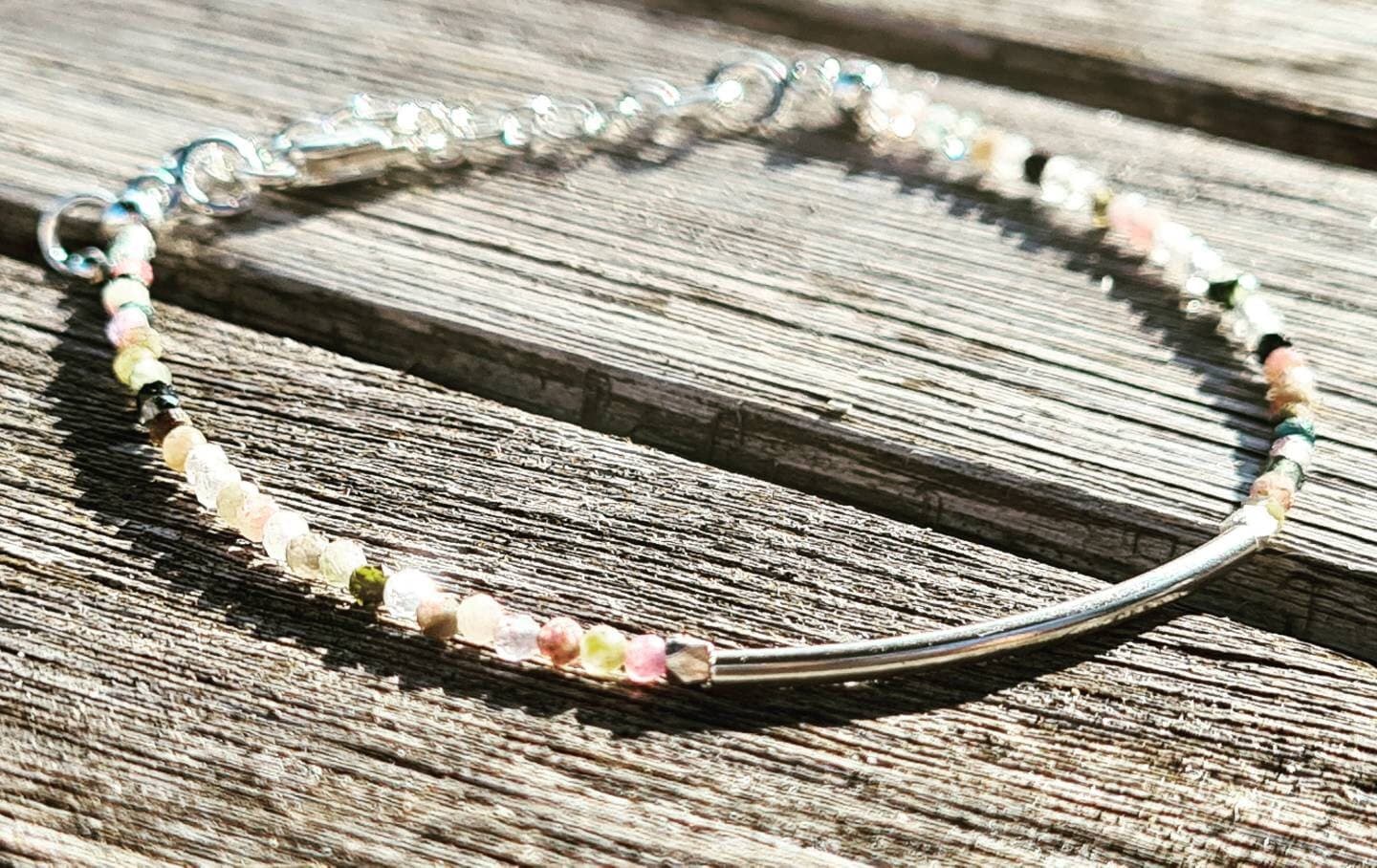 Multicolor Tourmaline Sterling Silver Bracelet: Delicate Fine Silver Accents - image 4