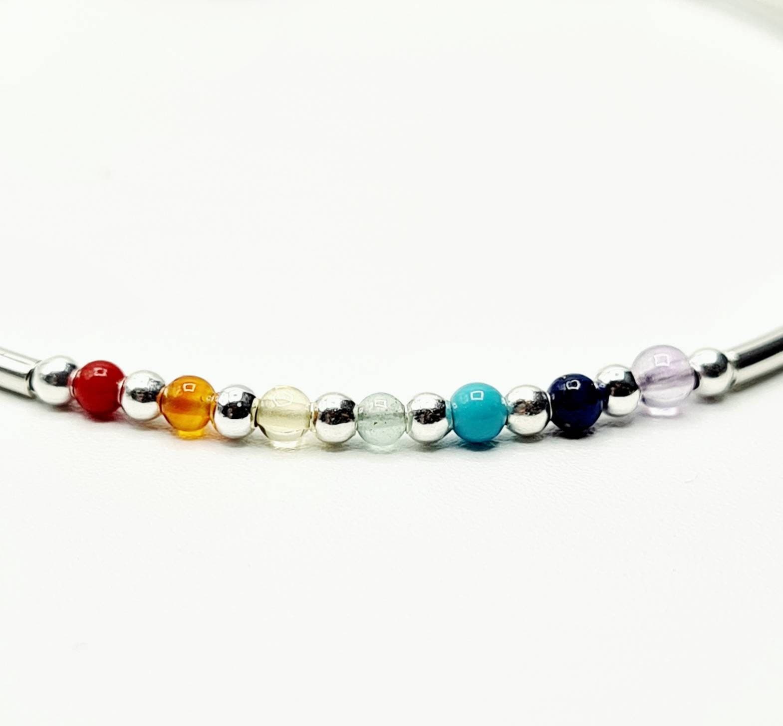Delicate Chakra Bracelet in Sterling Silver, Natural Gemstone, Reiki Infused Bracelet, Healing Jewellery - image 3