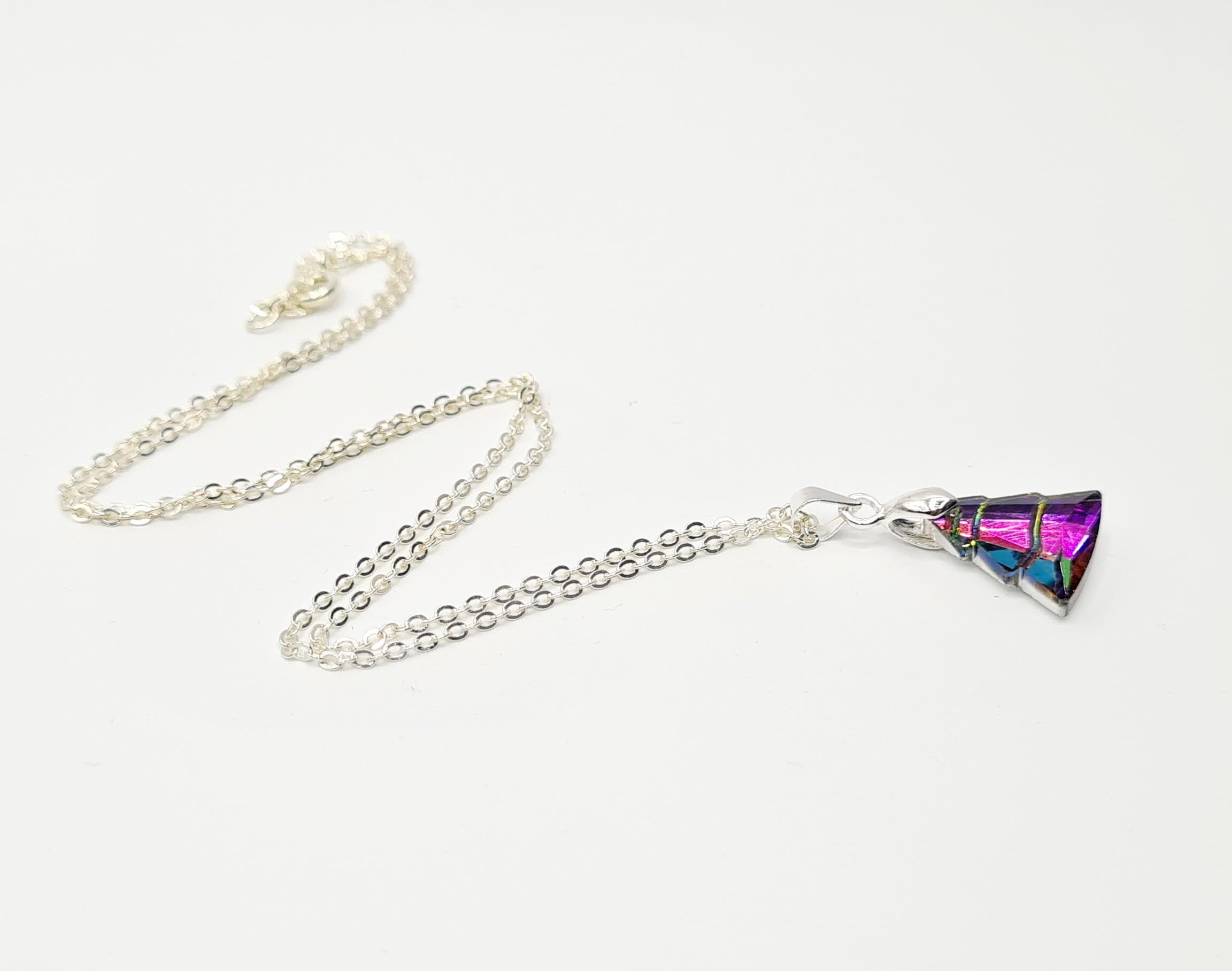 Iridescent Glass Crystal Christmas Tree Pendant Necklace, Christmas Gift on Poem Card - image 5