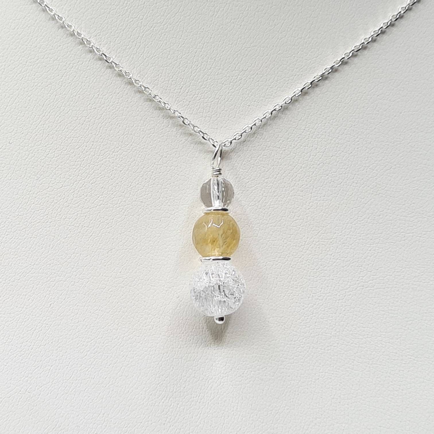 Happy Ever After - Sterling Silver Citrine, Crackled & Clear Quartz Necklace - image 4