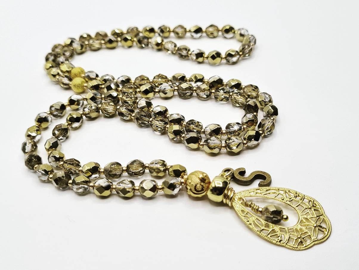 Personalized Gold Czech Crystal Tasbih, Prayer Beads, Tasbeeh, Misbah - image 5