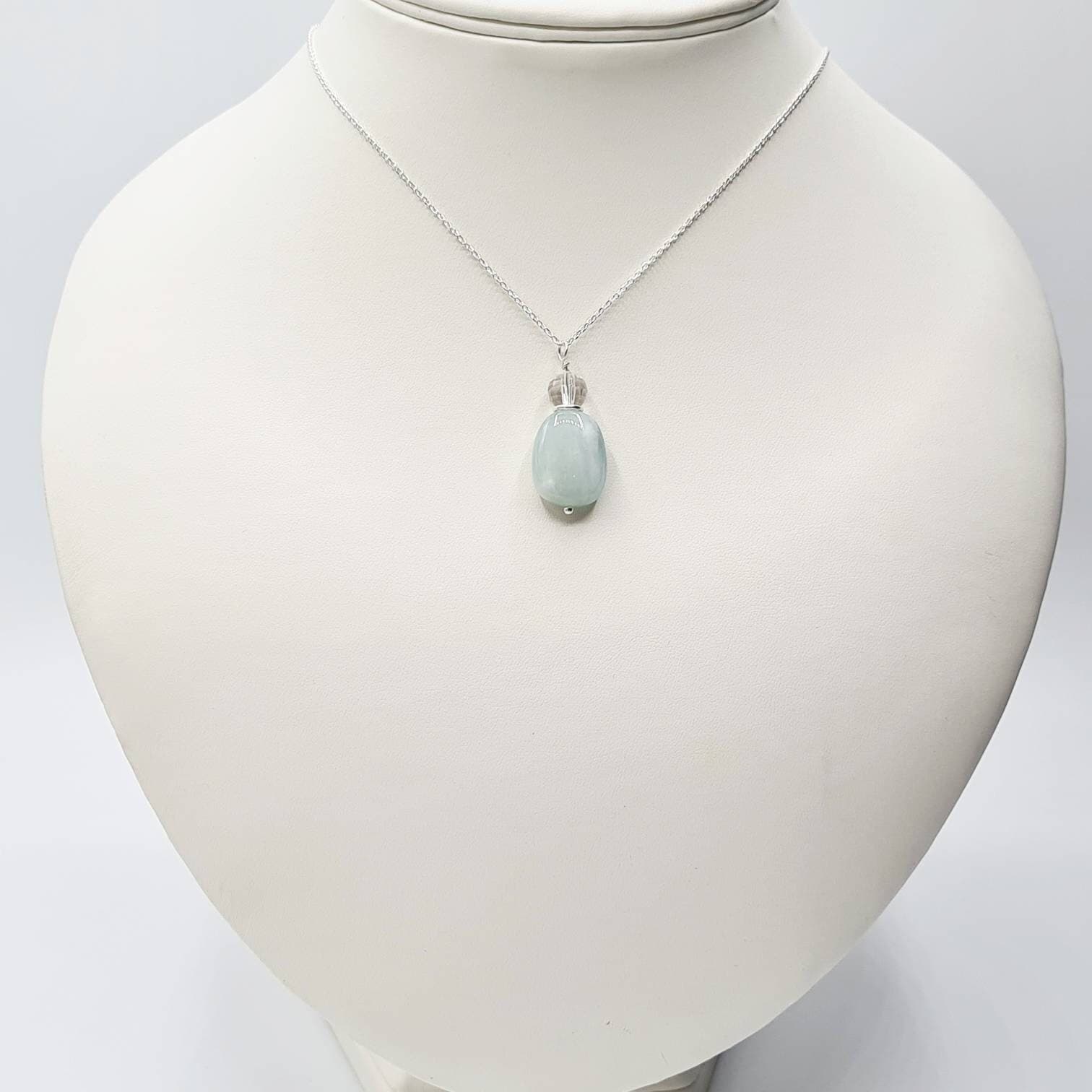 Keep The Peace - Sterling Silver Aquamarine Necklace with Clear Quartz - image 5