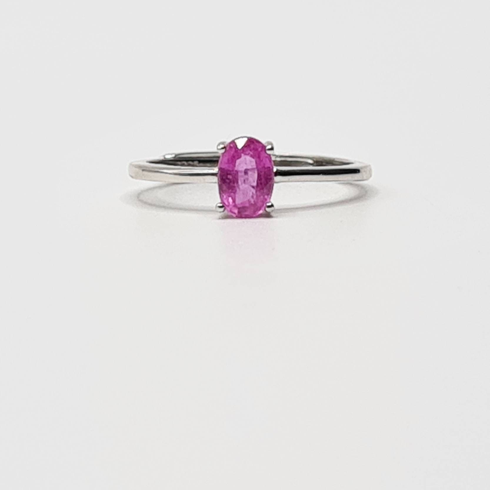 Pink Sapphire Oval Solitaire Adjustable Ring in Sterling Silver - image 5