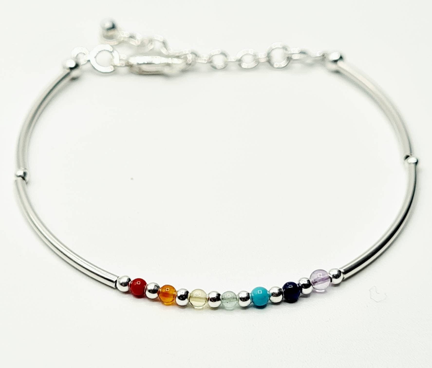 Delicate Chakra Bracelet in Sterling Silver, Natural Gemstone, Reiki Infused Bracelet, Healing Jewellery - image 5