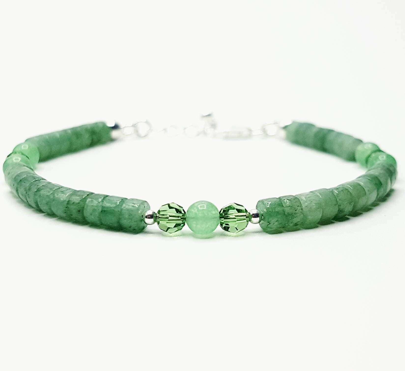 Aventurine & Austrian Crystal Bracelet in Sterling Silver