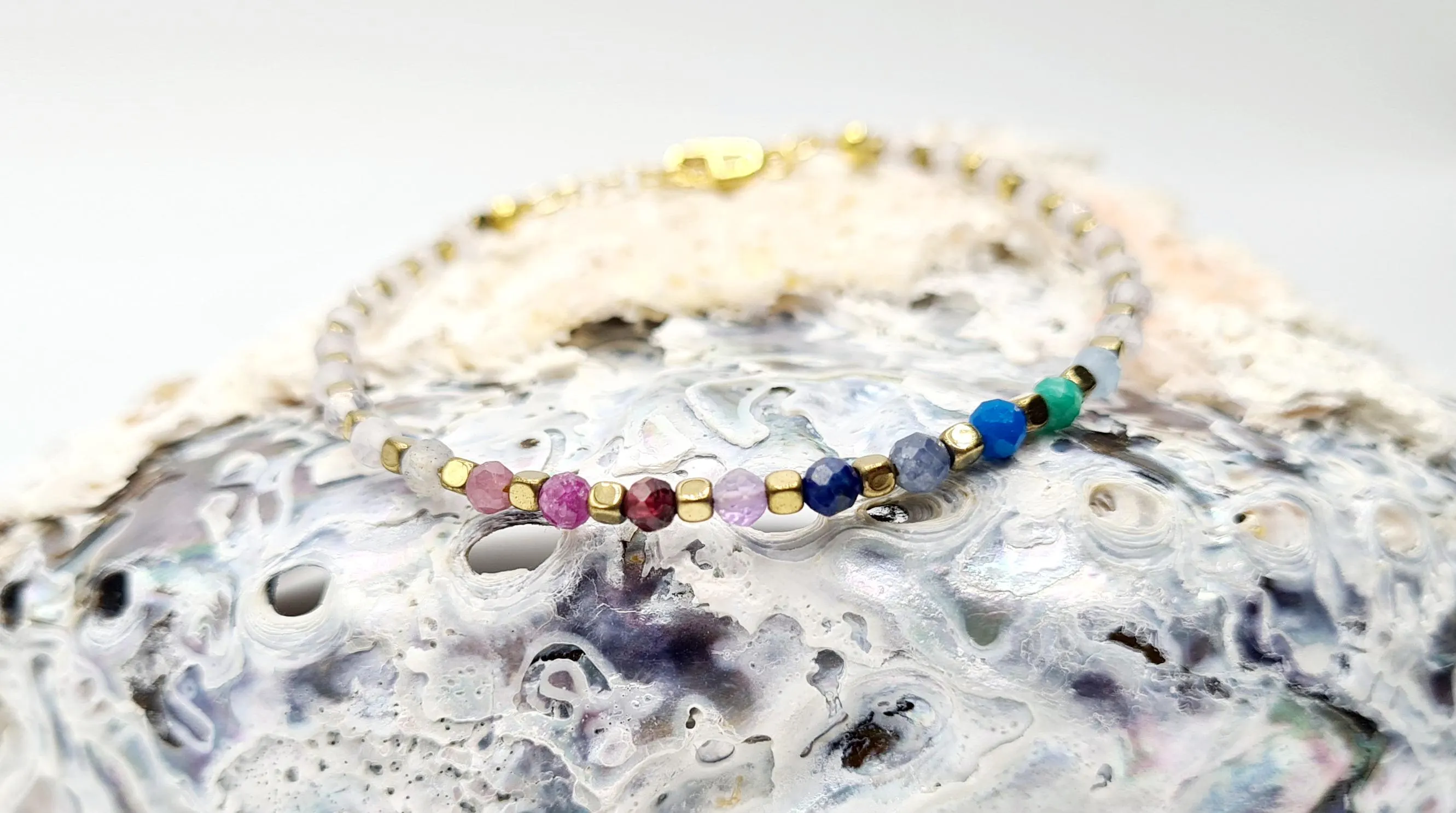 Multi Gemstone Bracelet in Gold over Sterling Silver, Reiki Infused Natural Gemstones, Healing Jewellery - image 4