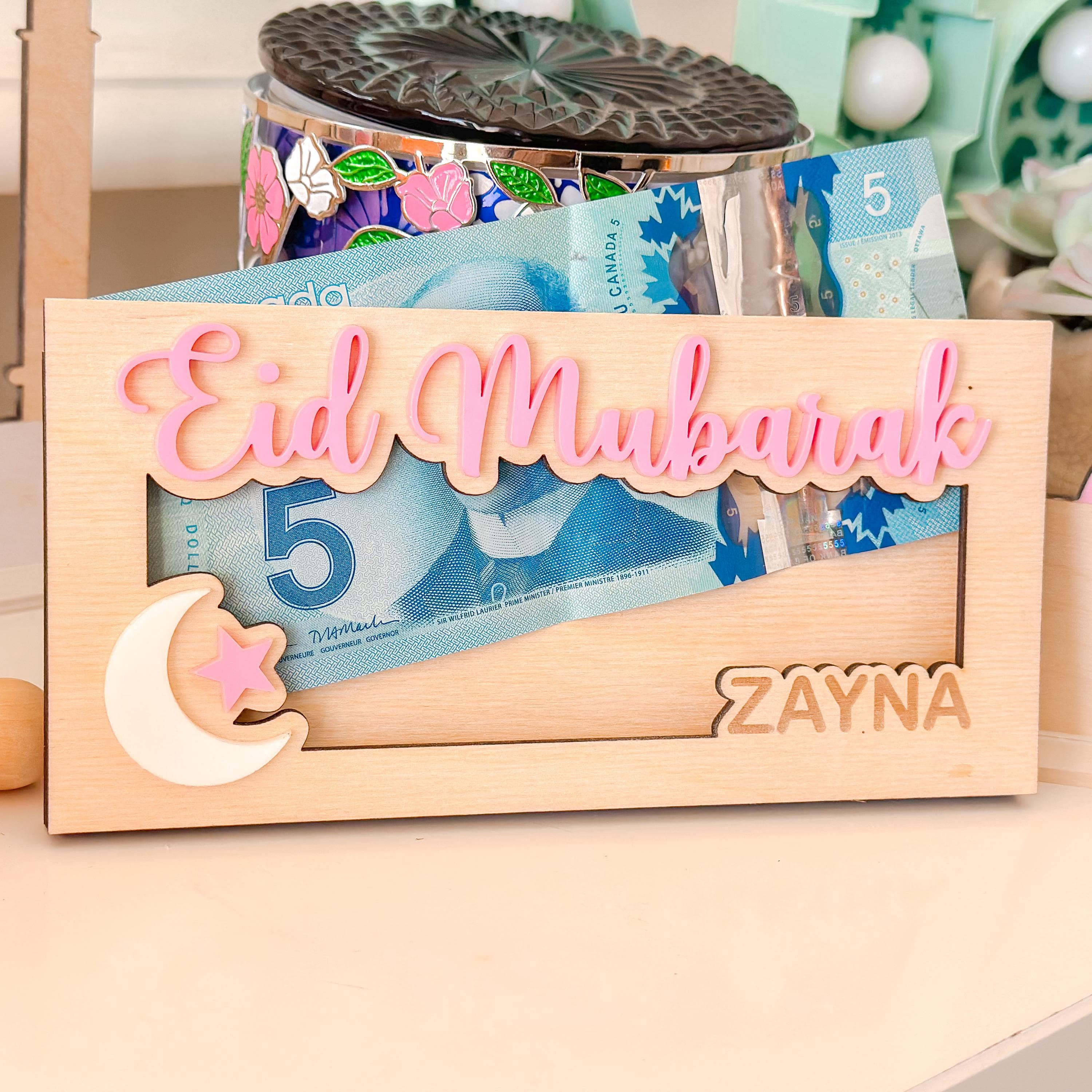 Personalized Eid Money Holder, Wooden Gift Envelope - image 3