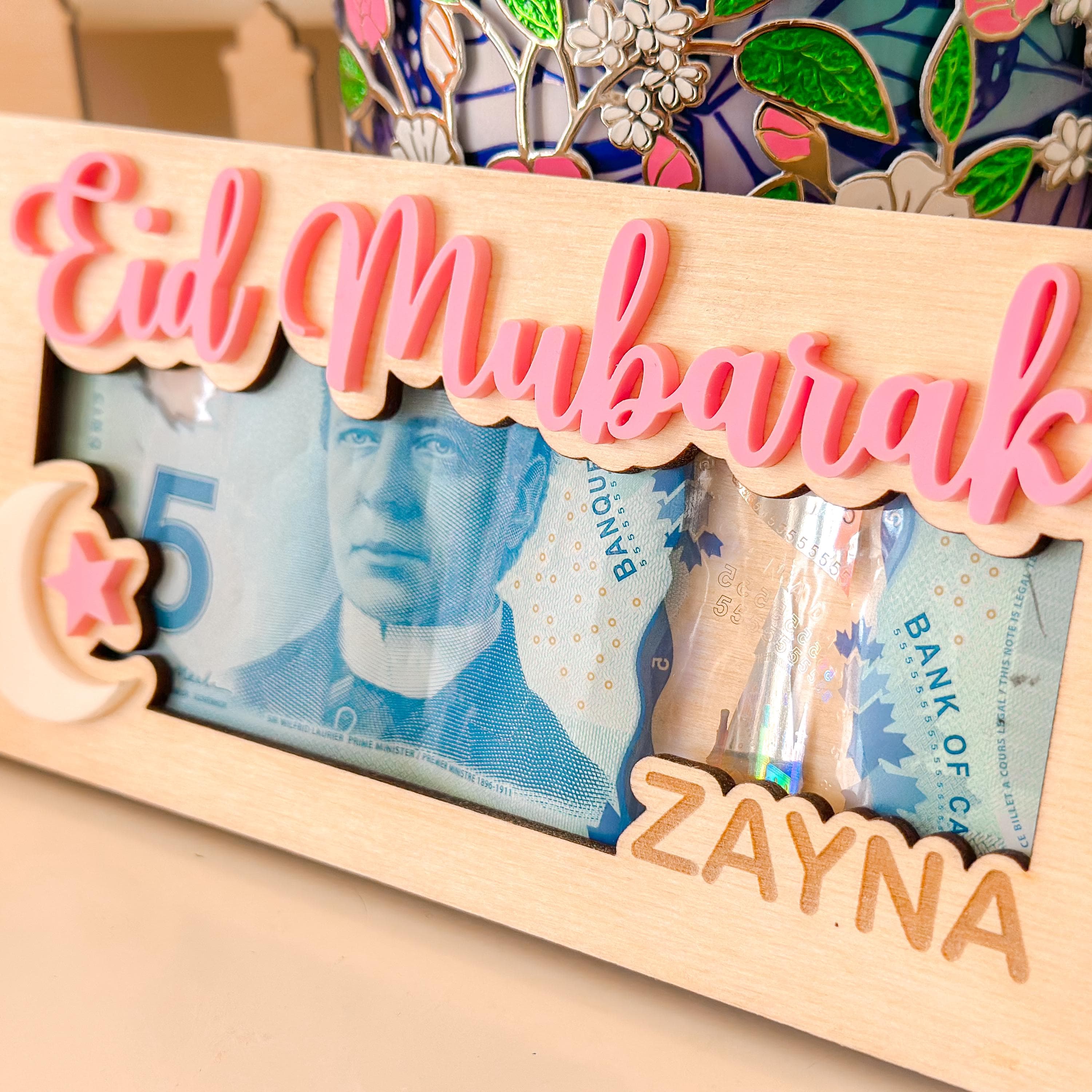 Personalized Eid Money Holder, Wooden Gift Envelope - image 5