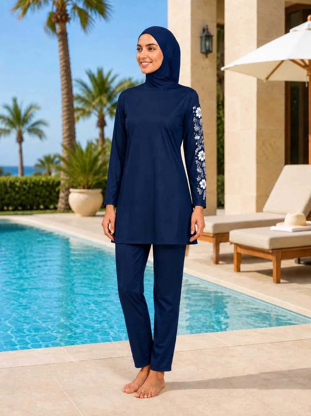 Modest Burkini Swimsuit for Women Islamic Swimwear Muslim Bathing Suit Hijab Set