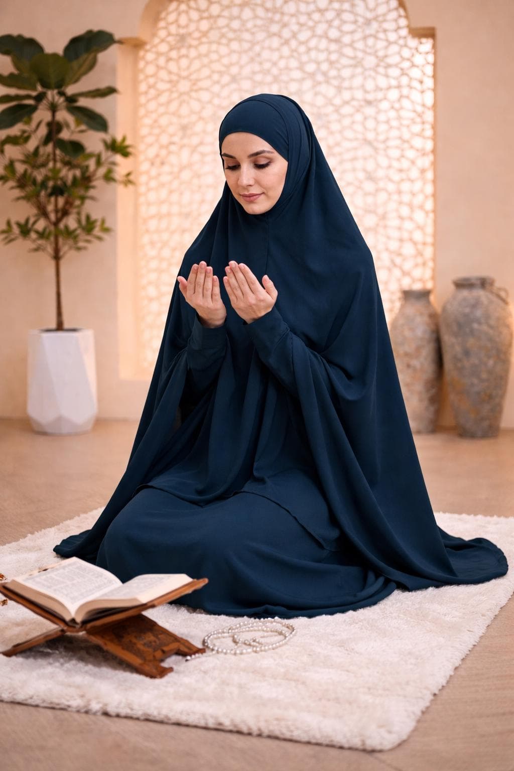 Women Prayer Set 2 Piece One Size Khimar Skirt Set Muslim Prayer Dress Modest Salah Outfit - image 3