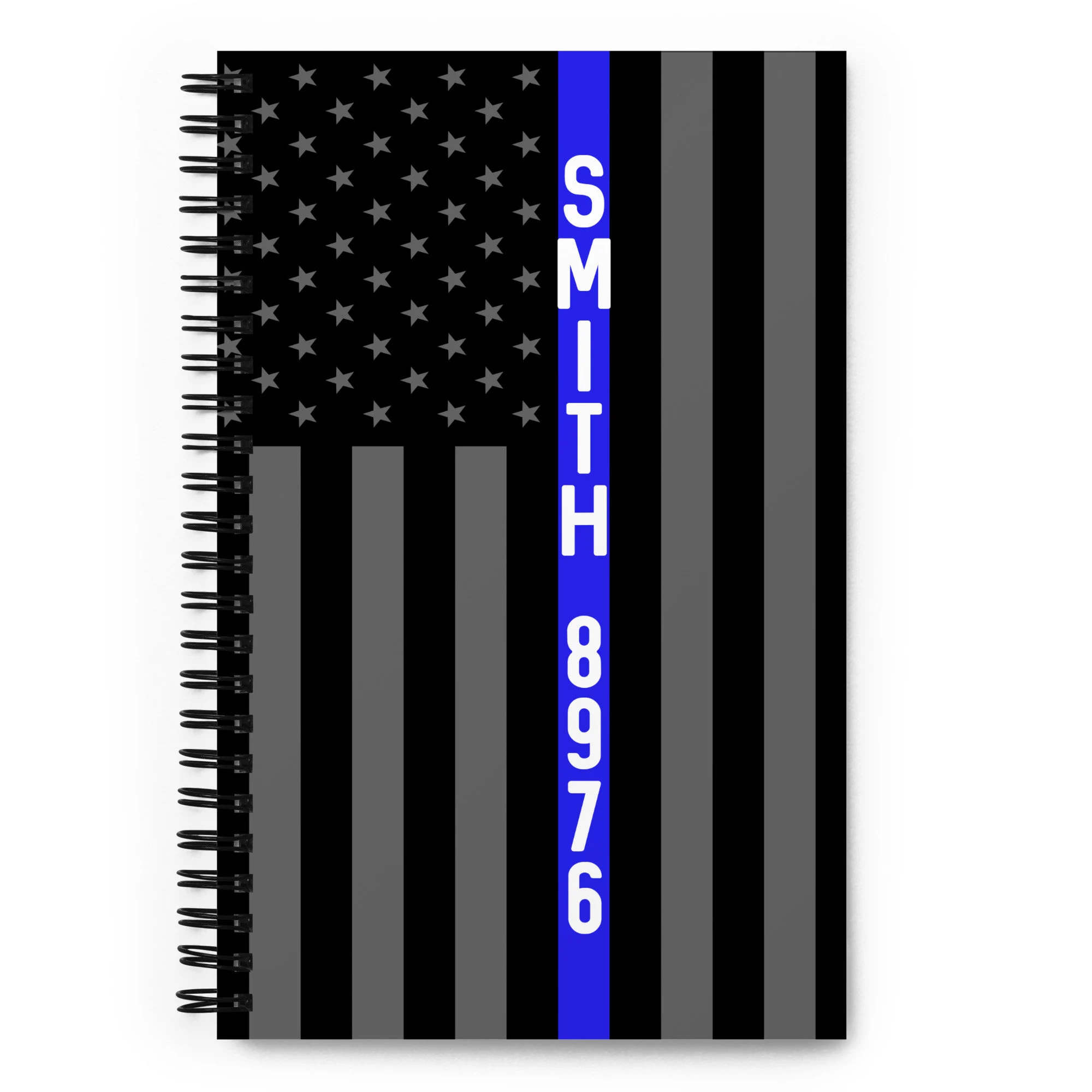 Personalized | Thin Blue Line | Spiral notebook | American Flag | Police Officer Gifts | Police Wife | Law Enforcement | Blue Lives Matter