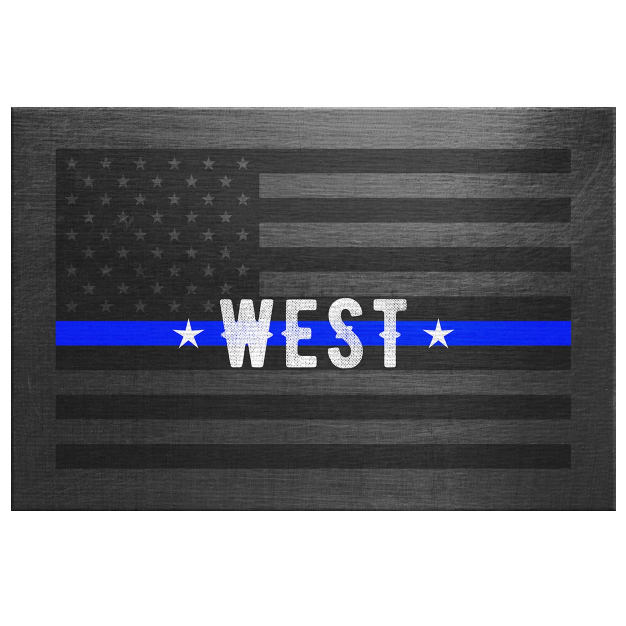 Customizable | West | Thin Blue Line | American Flag | Canvas Wall Art | Police Officer Gifts - image 2