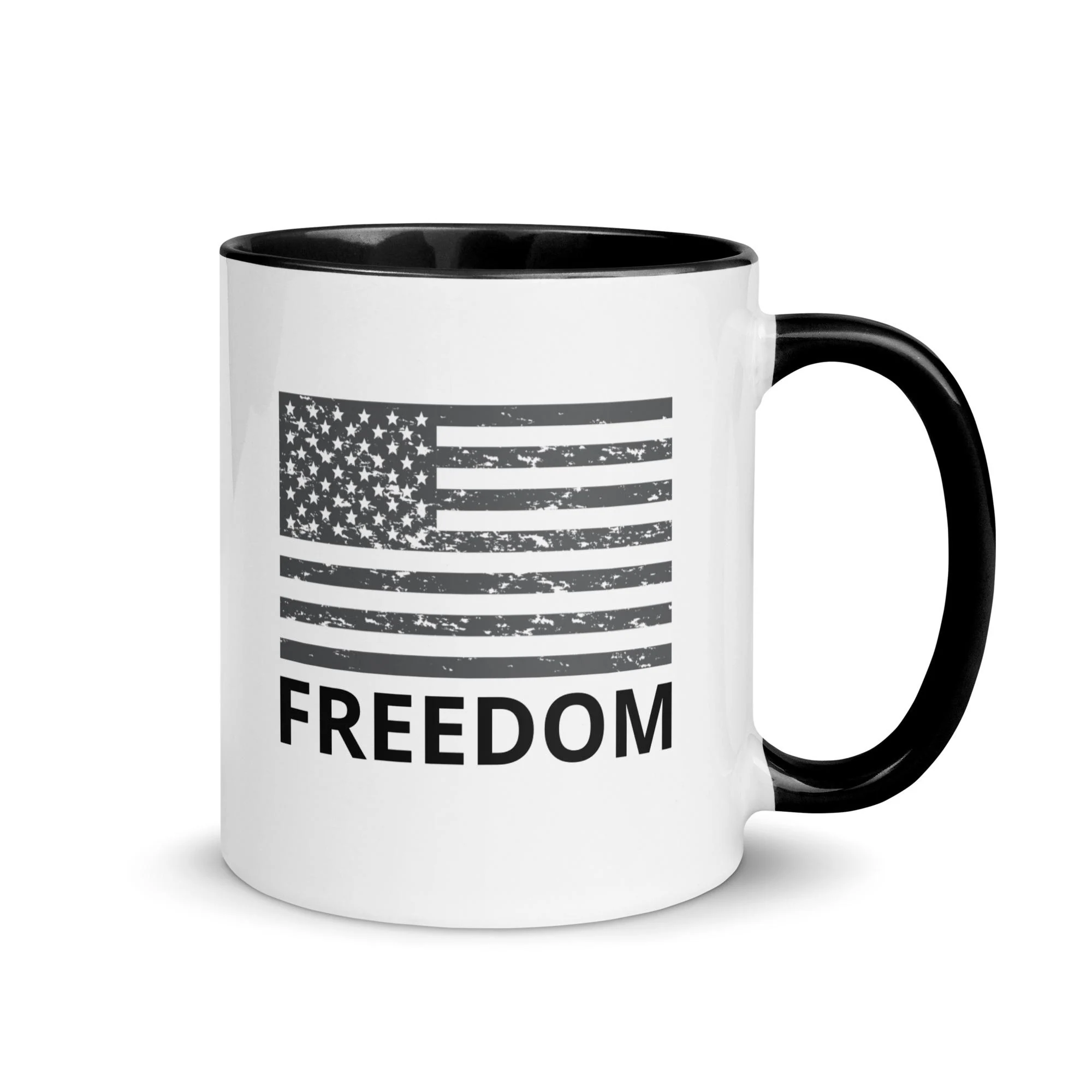 Freedom Patriotic American Flag Mug USA with Black Accent