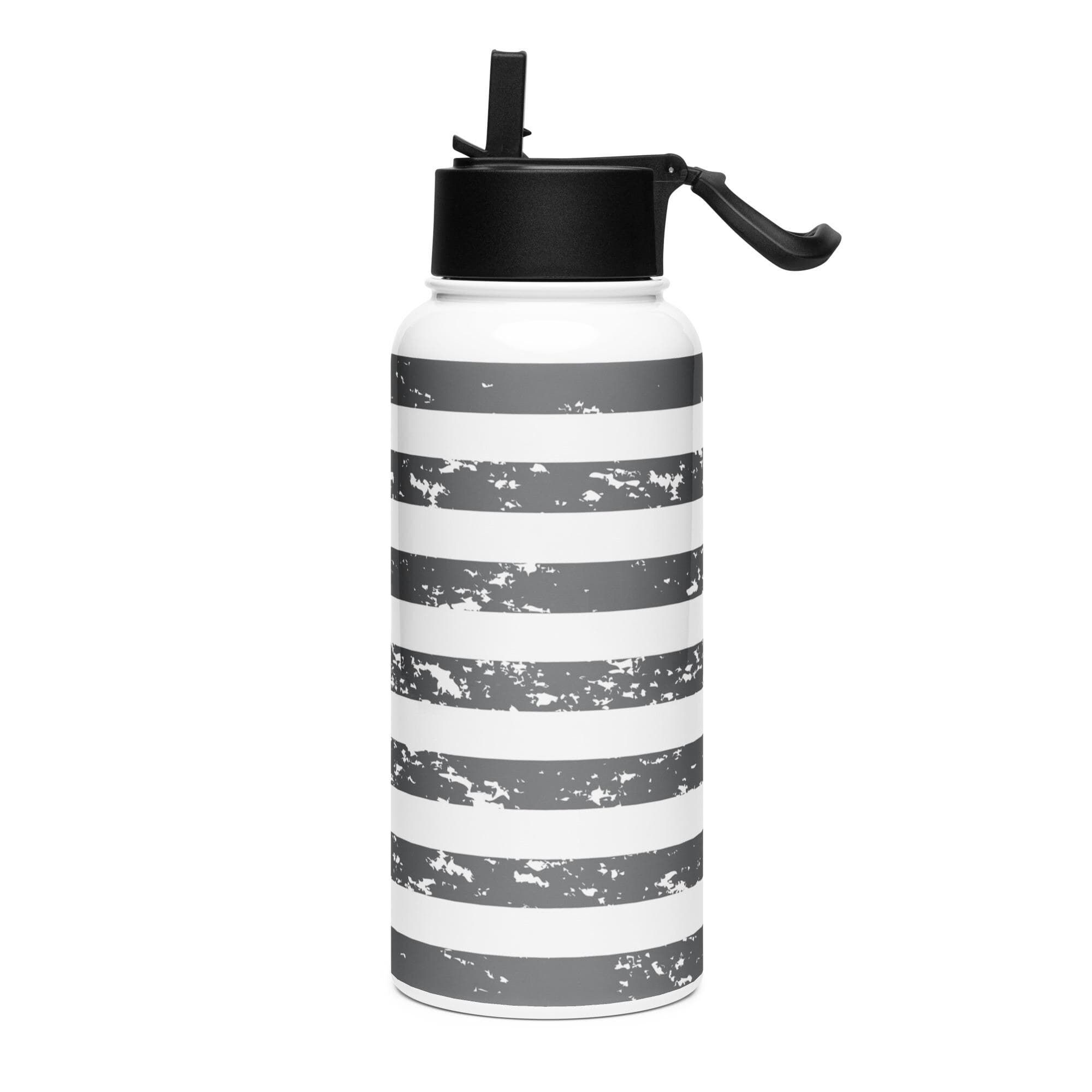 Distressed American Flag Stainless steel water bottle with a straw lid
