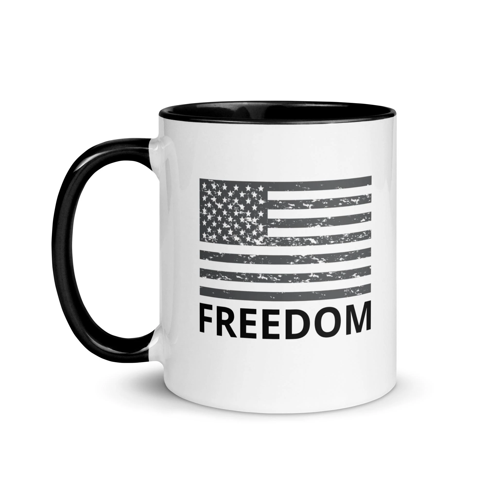 Freedom Patriotic American Flag Mug USA with Black Accent