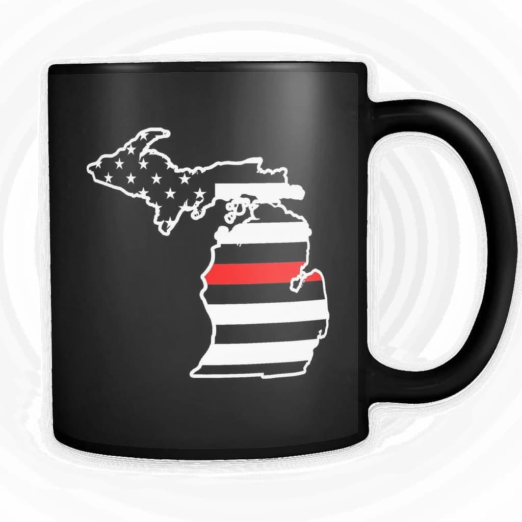 Thin Red Line, Coffee, Tea, Mug, Fire, Fighters, EMT, Firemen, Fireman, First Responder, Paramedic, Michigan, MI, Family, Retired, Wife, Cup