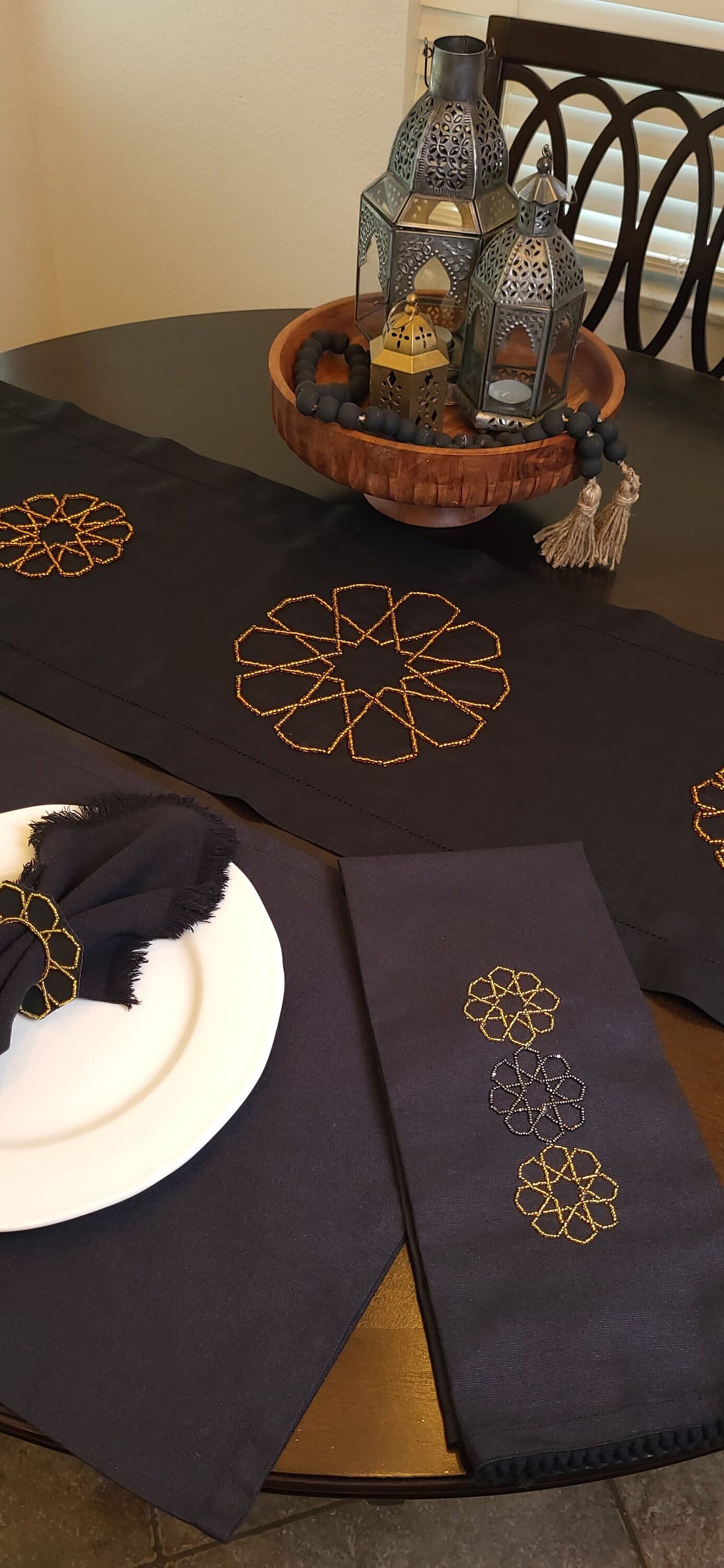 Ramadan Table Runner, Geometric star table runner, Nujoom Table runner
