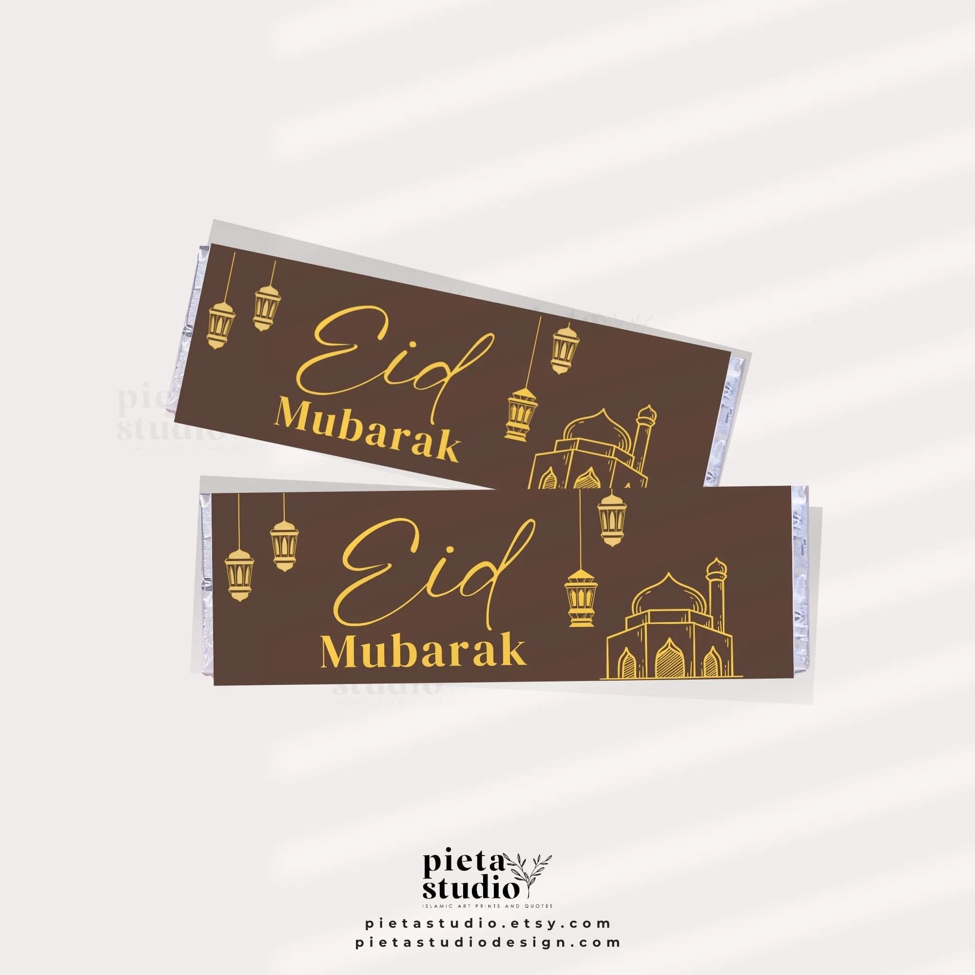 Digital Printable of Eid Mubarak Gifts Chocolate wrapper template canva