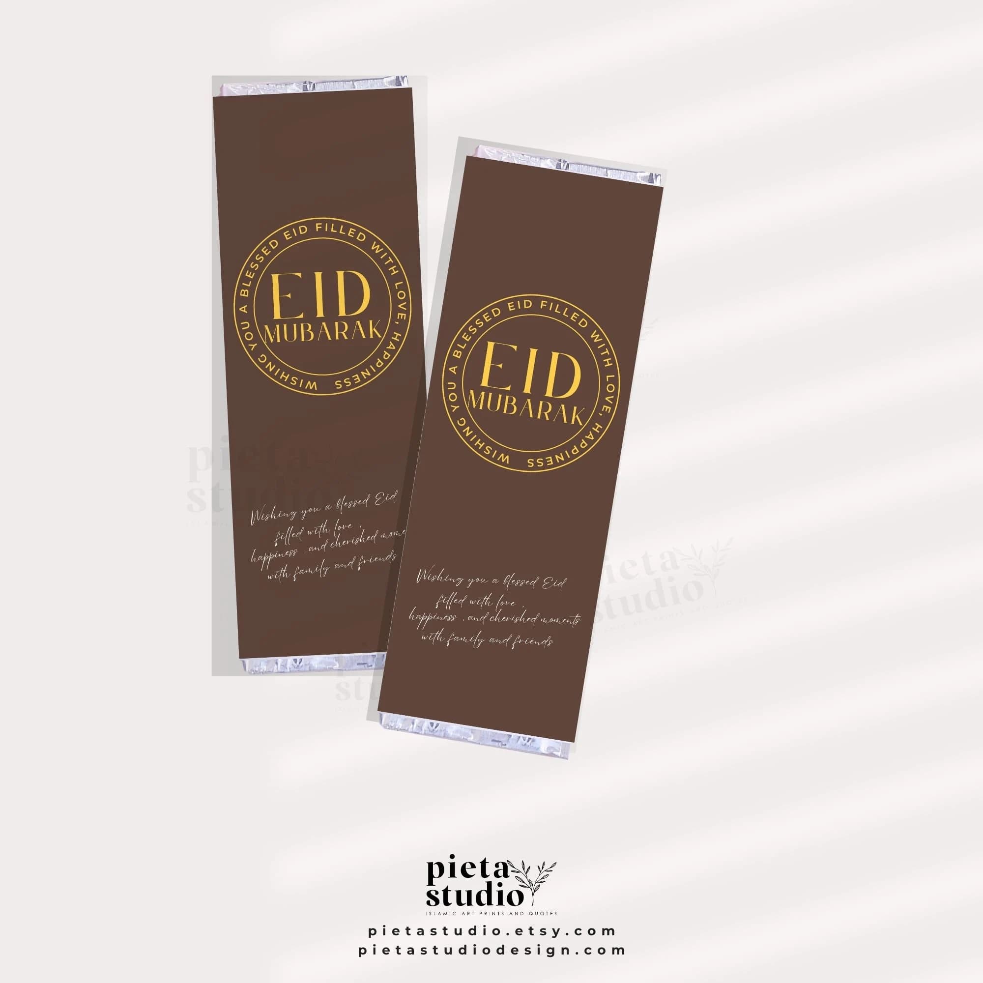 Digital Printable of Eid Mubarak Gifts Chocolate wrapper template canva