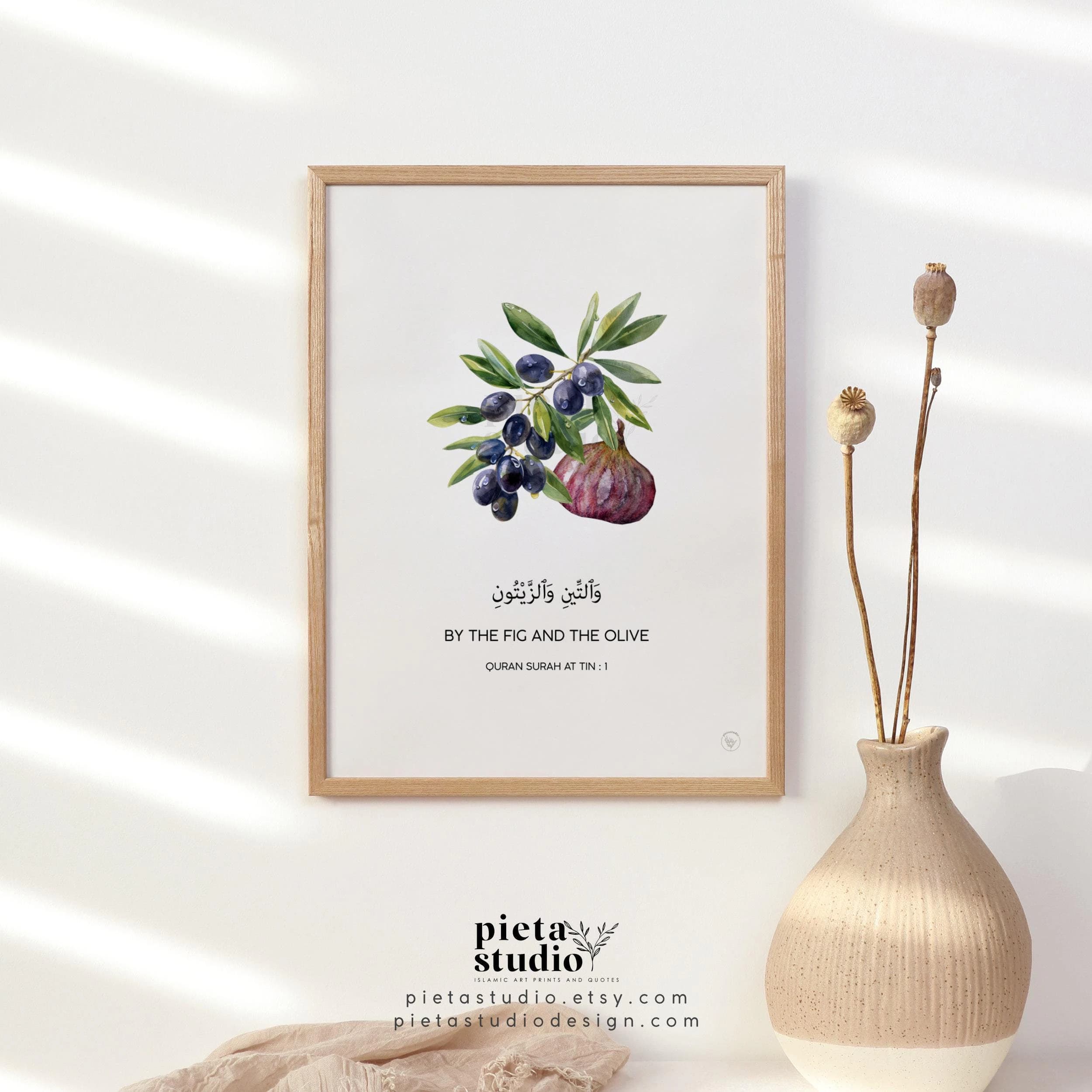 Fig and Olive Islamic Wall Art, Quran Quotes Wall Art, Islamic Art Fruit Poster, Islamic Kitchen Decor Aesthetic, Muslim House Warming Gift