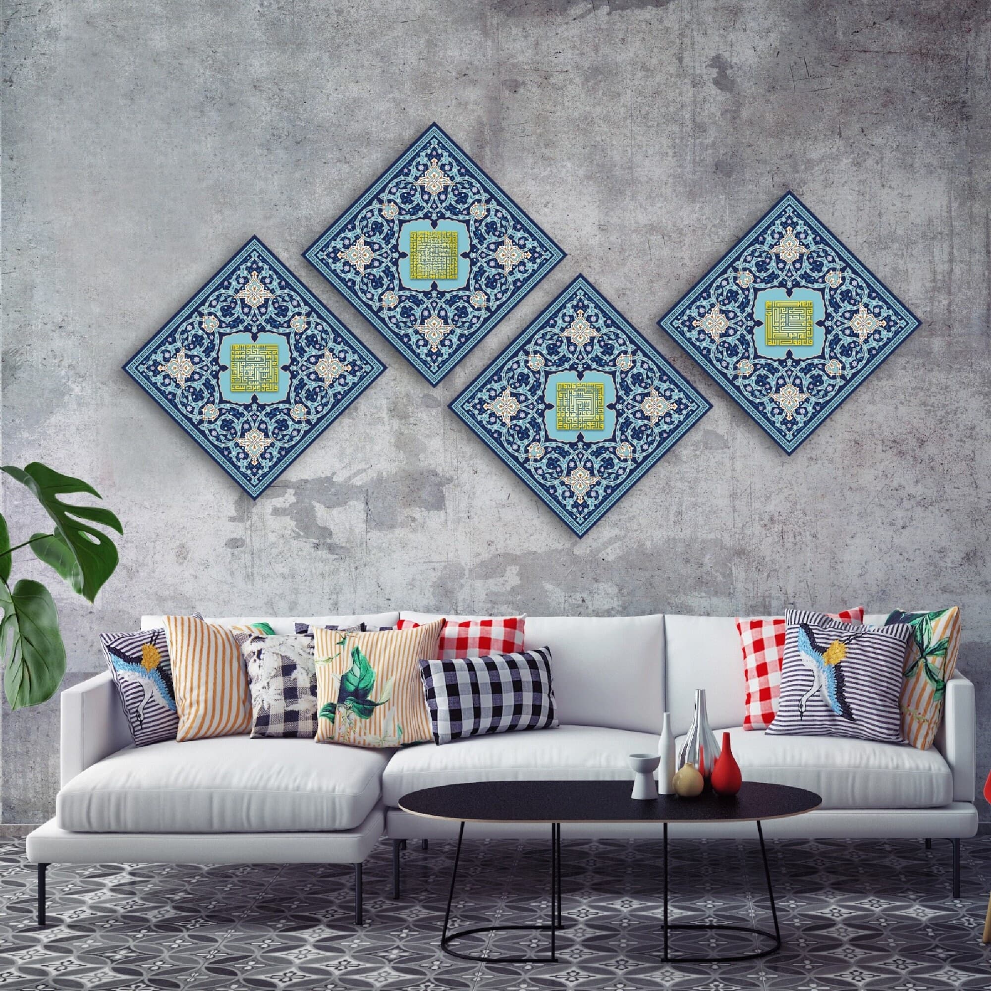 Ayatul Kursi Al Falaq Al Nas Al Ikhlas Kufi Islamic Wall Art Canvas Print, Modern Islam Decorations, Eid Gifts, Islamic Decor, Islamic Gift - image 4