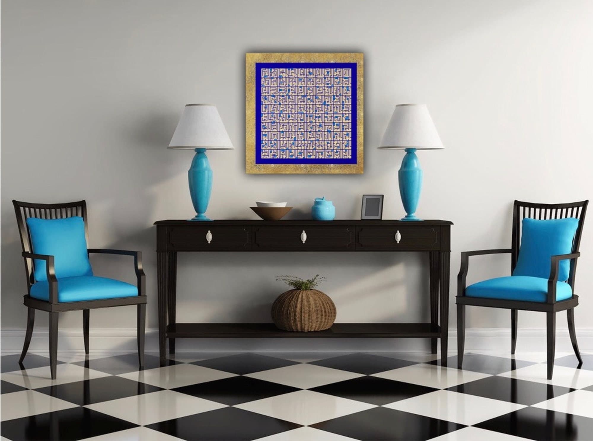 99 Names of Allah Canvas Print, Kufic Islamic Wall Art, Muslim Wedding Housewarming Gift Modern Islam Decoration, Eid Gifts, Islamic Decor - image 5