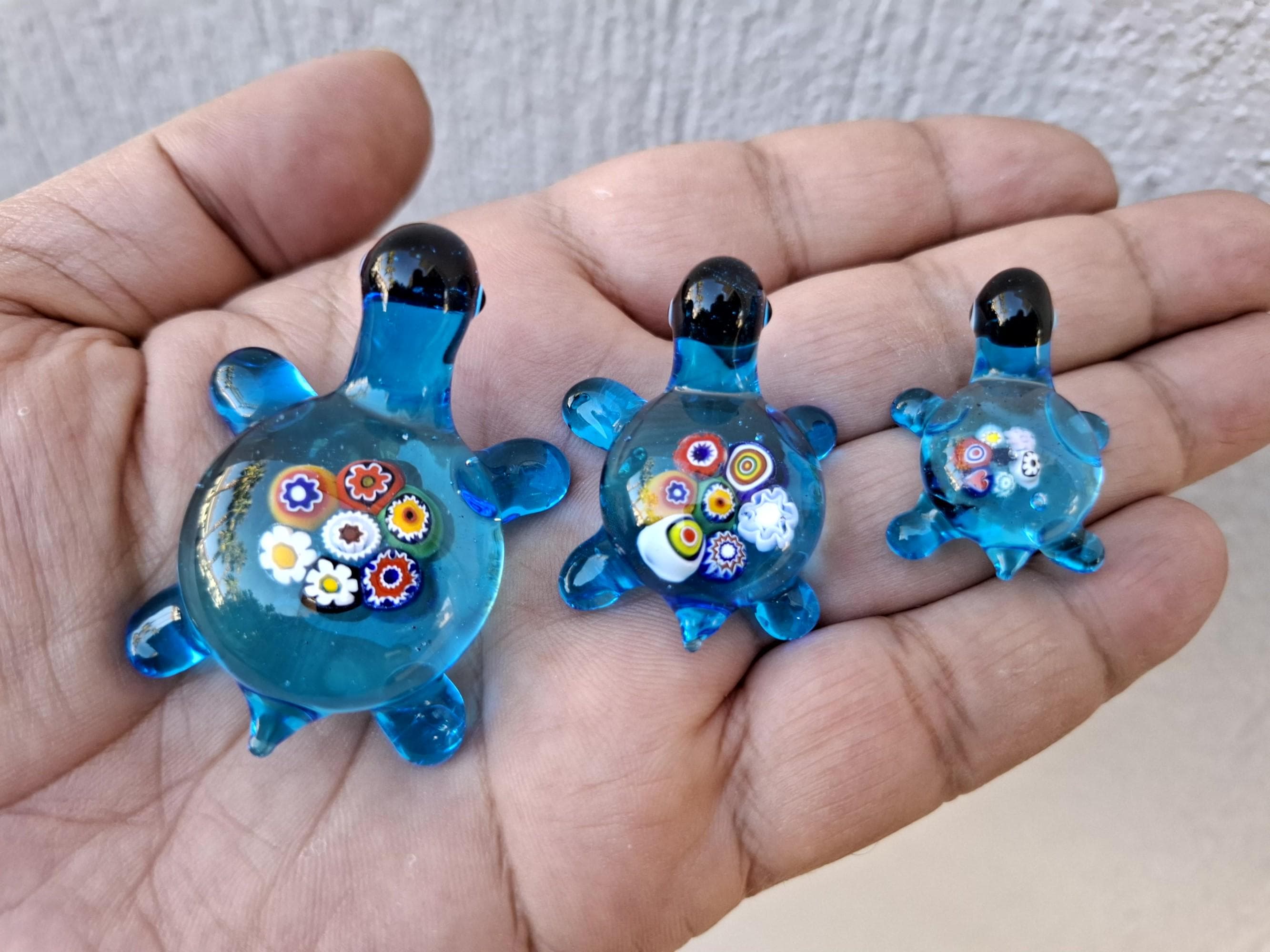 Glass turtle family, blown glass turtles, 3pcs miniature turtles, turtle ornament, turtle figurine, murano turtle, glass figurine - image 3