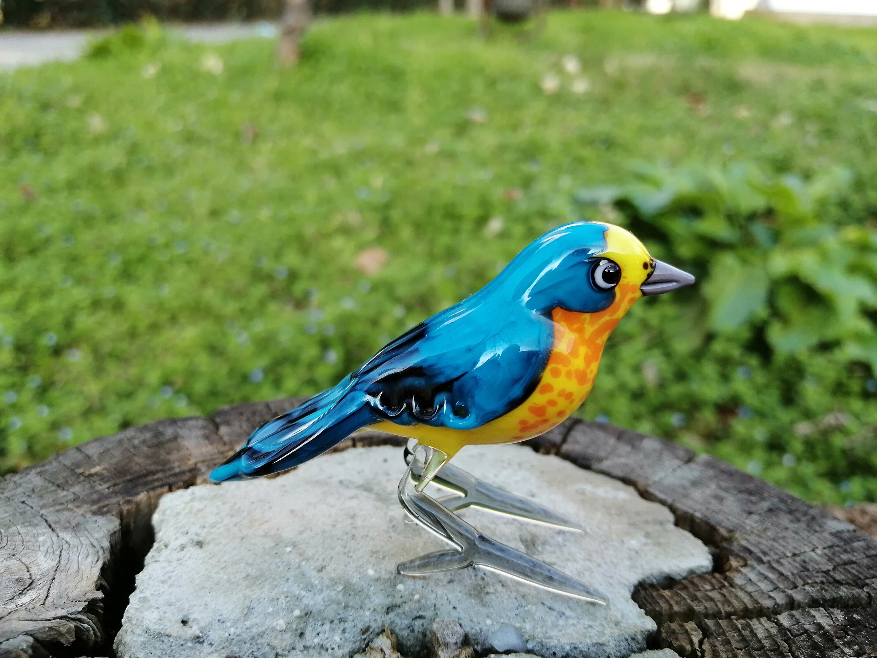 Glass bird, hand blown glass bird figurine, glass bird ornament, art glass bird sculpture, glass figurine, glass animals, murano birds - image 3