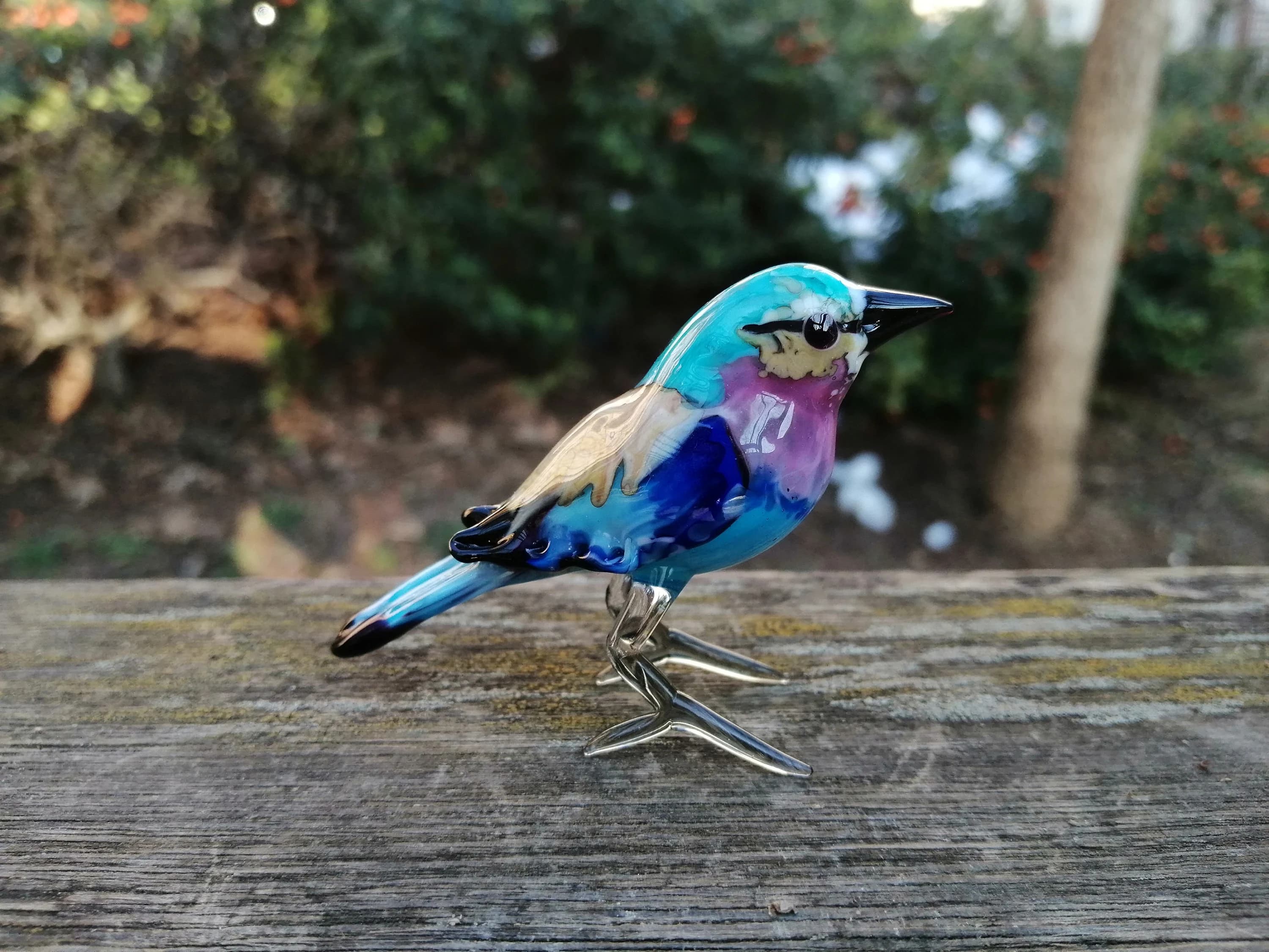 Glass bird, hand blown glass bird figurine, glass bird ornament, art glass bird sculpture, glass figurines, glass animals, murano bird - image 3