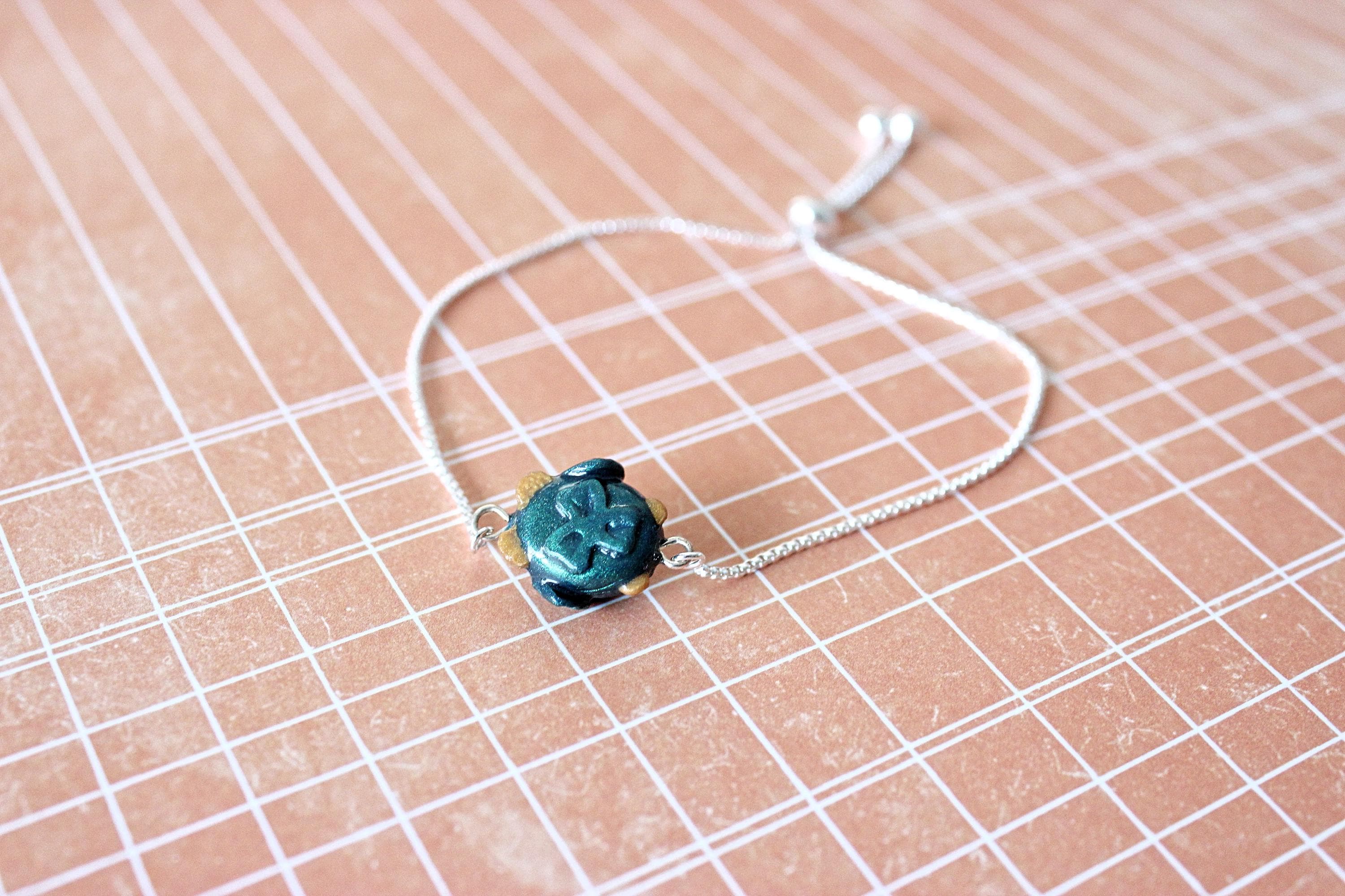 Scarab 3D Polymer Clay 10-inch Adjustable Sterling Silver Bracelet - image 5