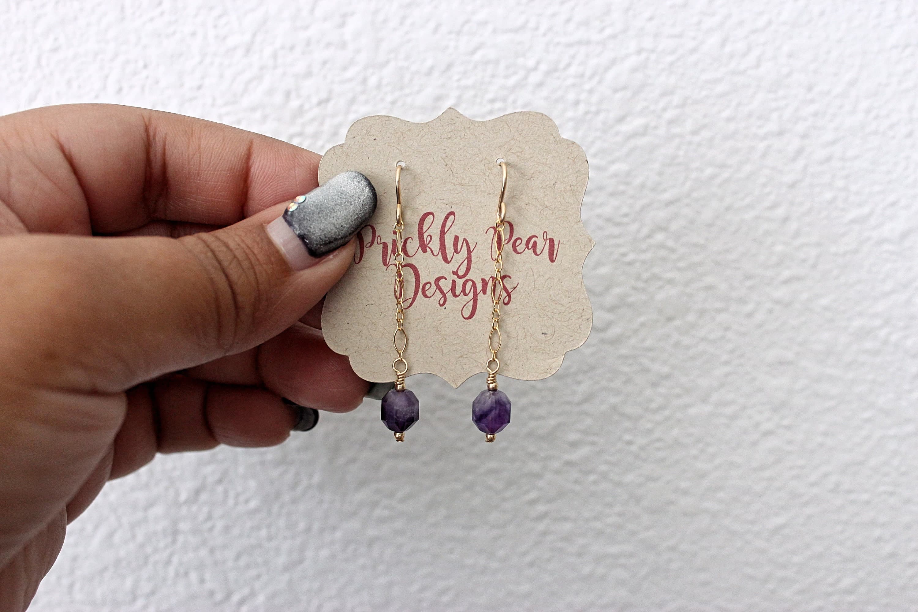 Amethyst Barrel 14k Gold-Filled Dangle Earrings - image 4
