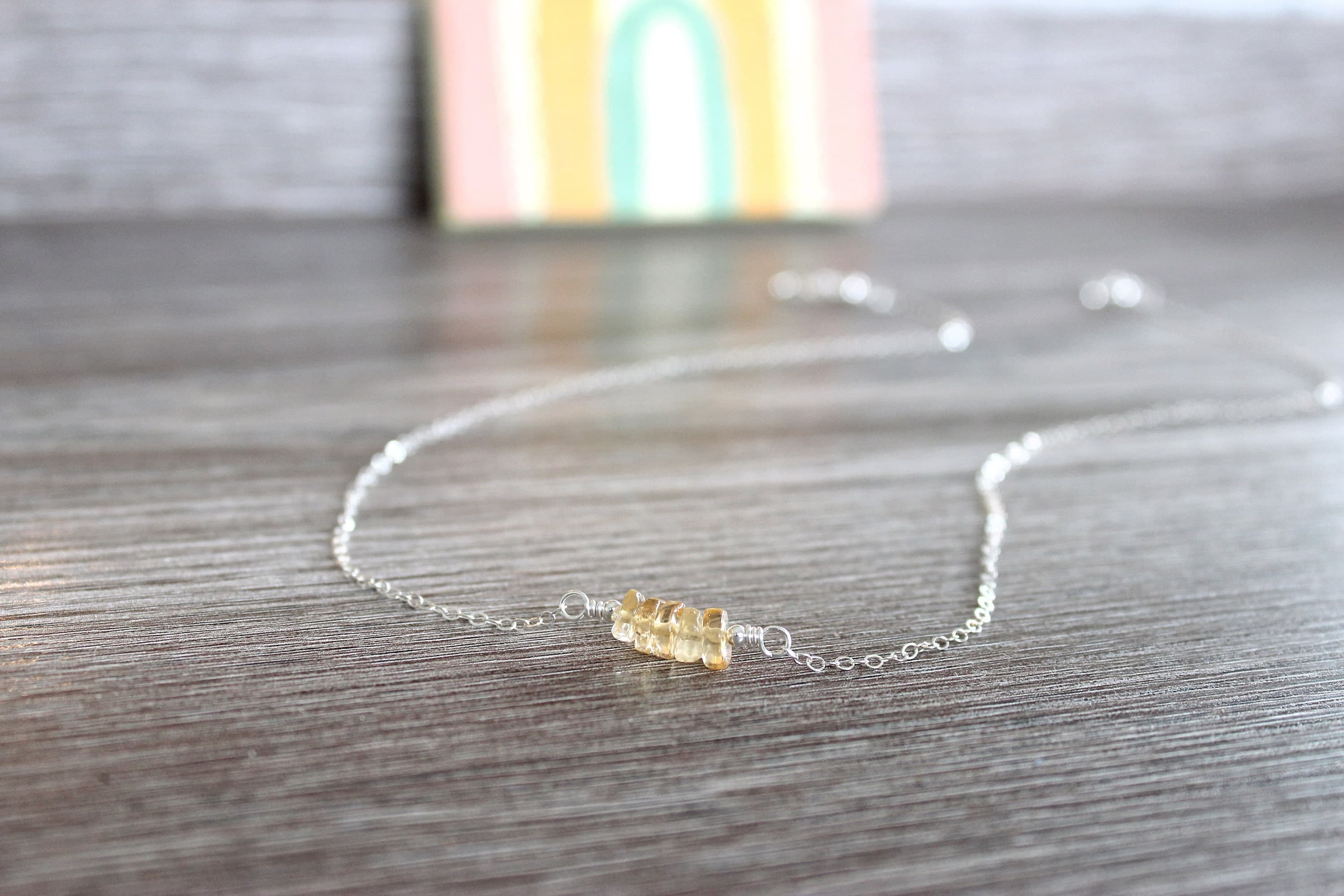 November Birthday Citrine Birthstone 16" Sterling Silver Necklace - image 3