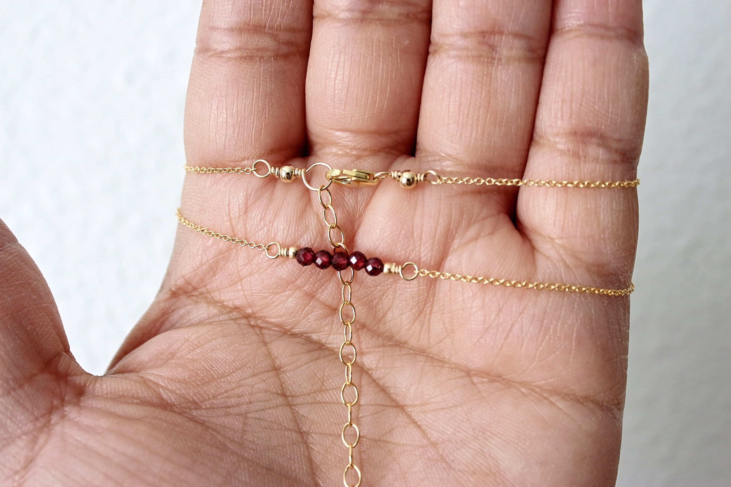 Garnet Bar 14" Gold-Filled Choker with 3" Extension Chain - image 4