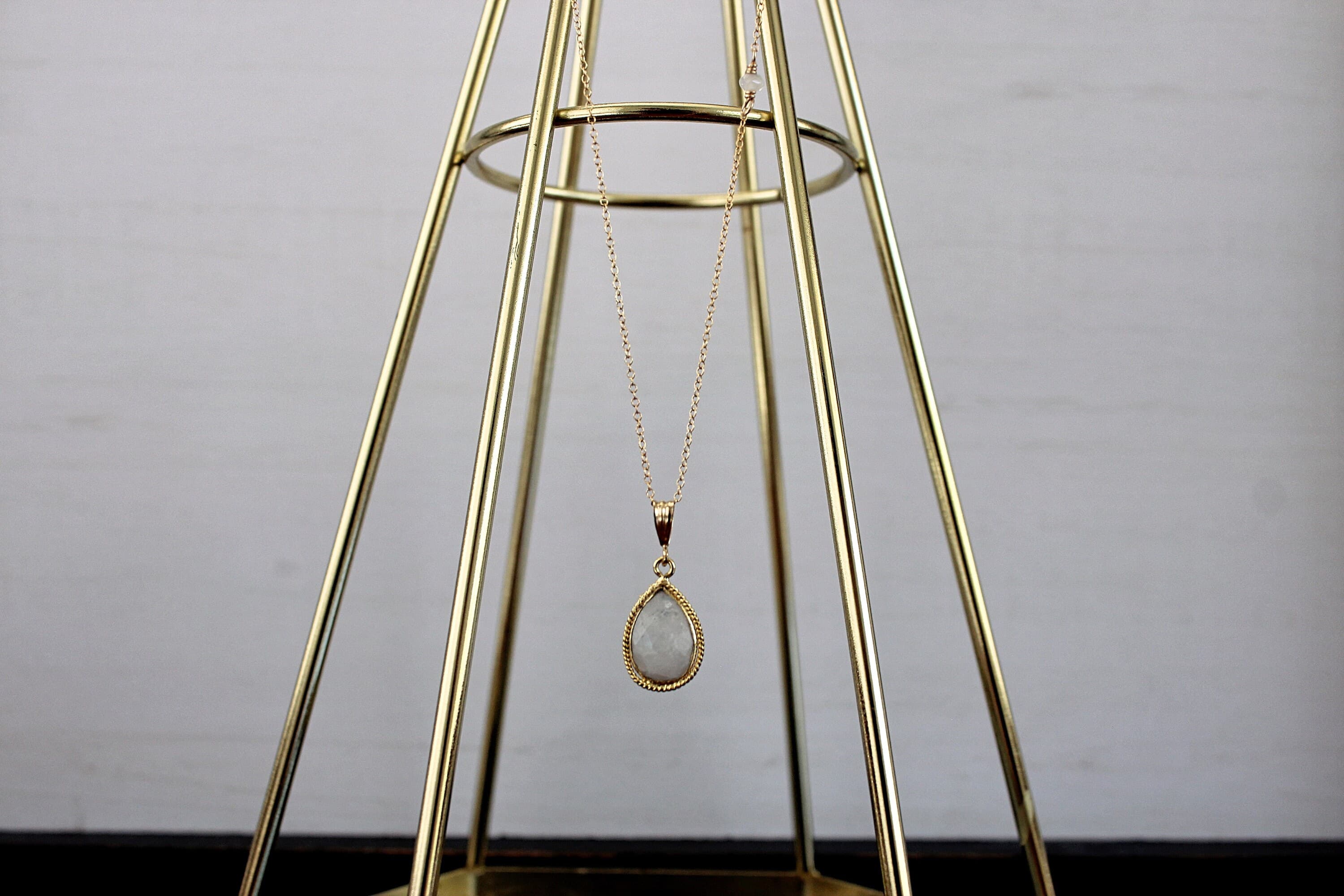 Bollywood-Inspired Bezeled Moonstone 20" Gold-Filled Necklace - image 3