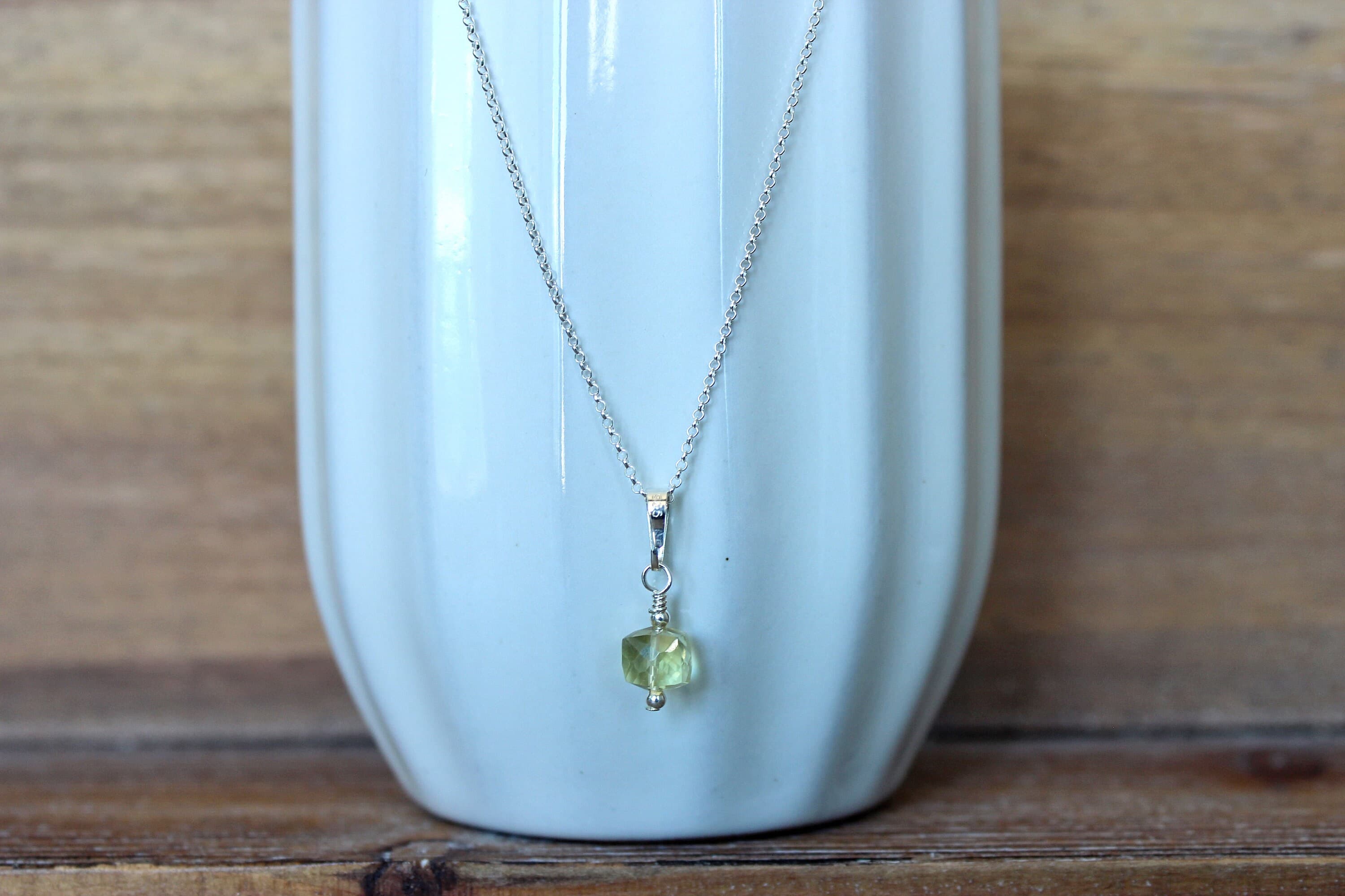 April Birthday Lemon Quartz Birthstone 16" Sterling Silver Necklace - image 3
