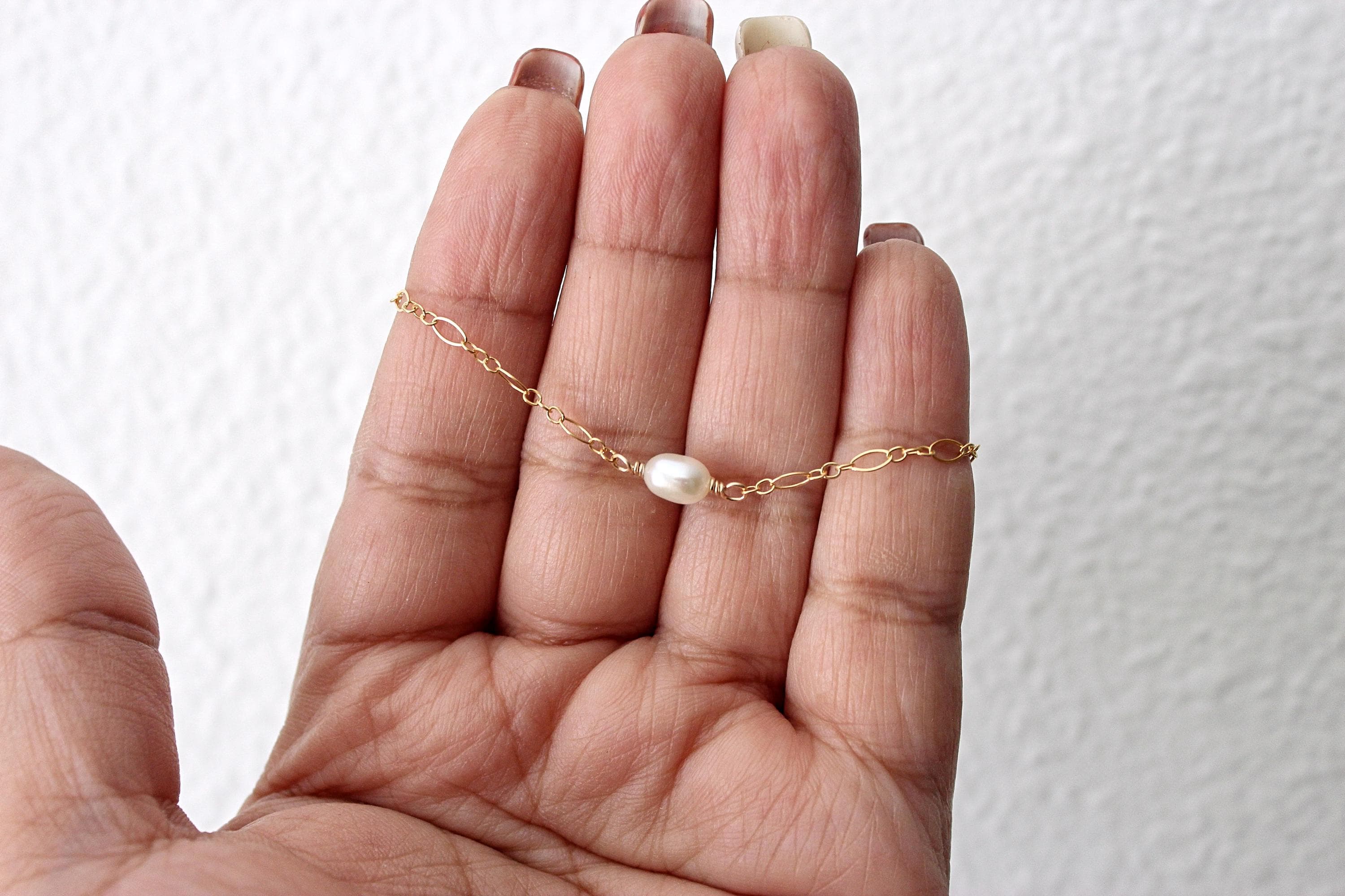 White Freshwater Rice Pearl 6-inch 14k Gold-Filled Child-Size Bracelet - image 3