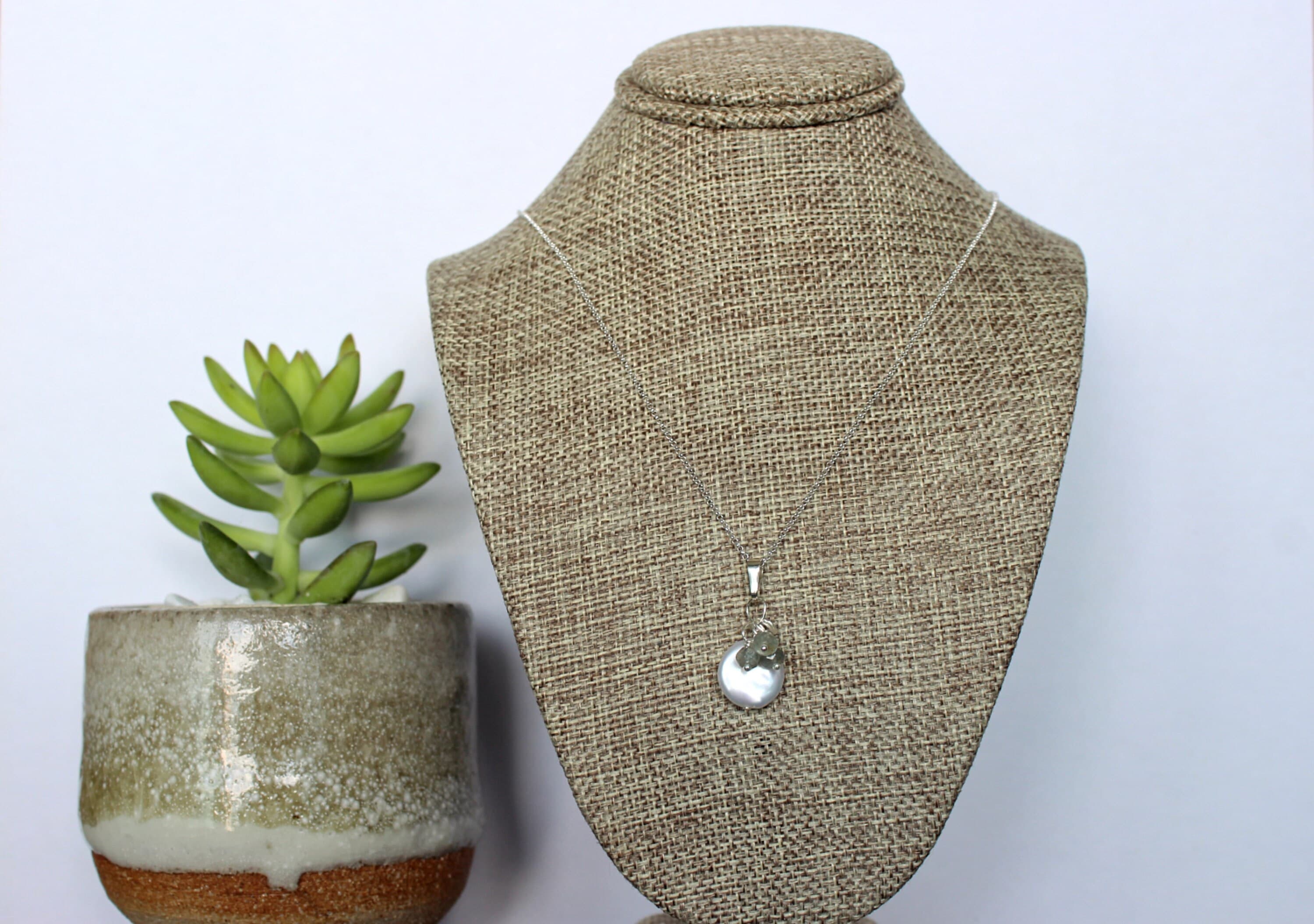 March Birthday Moss Aquamarine Birthstone 16" Sterling Silver Necklace - image 3