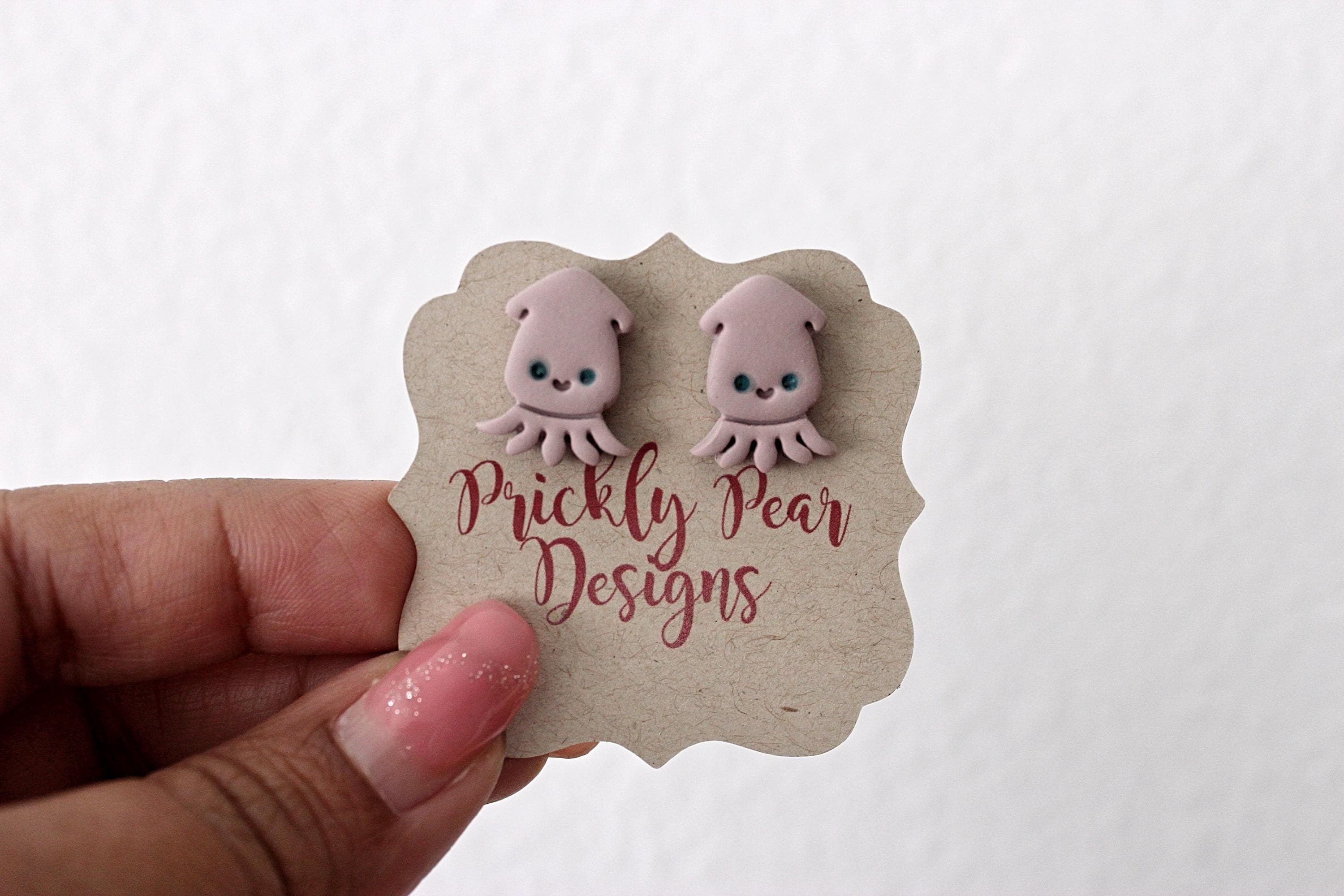 Squid Polymer Clay Stainless Steel Stud Earrings - image 3