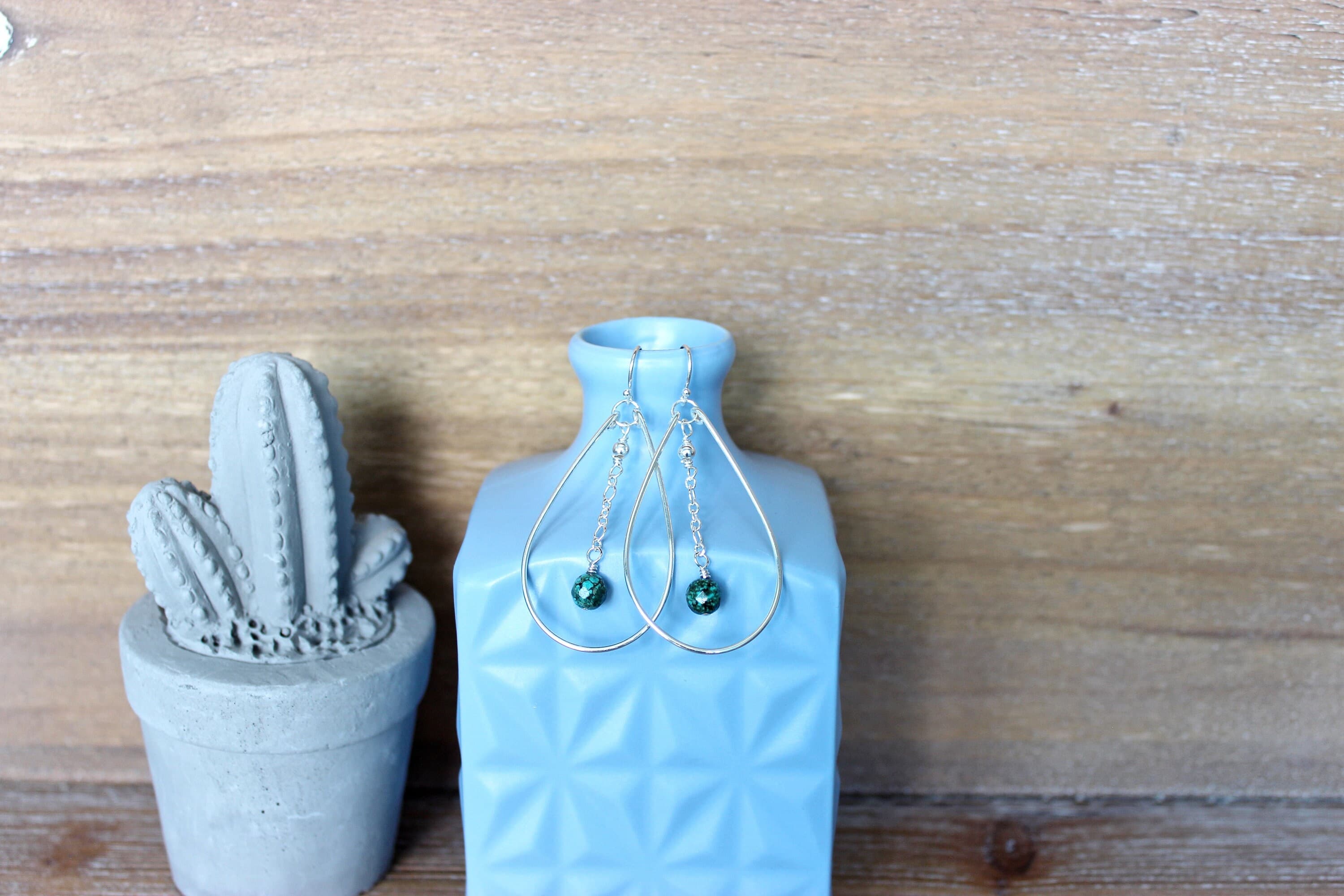 Magnesite Sterling Silver Teardrop Earrings - image 3