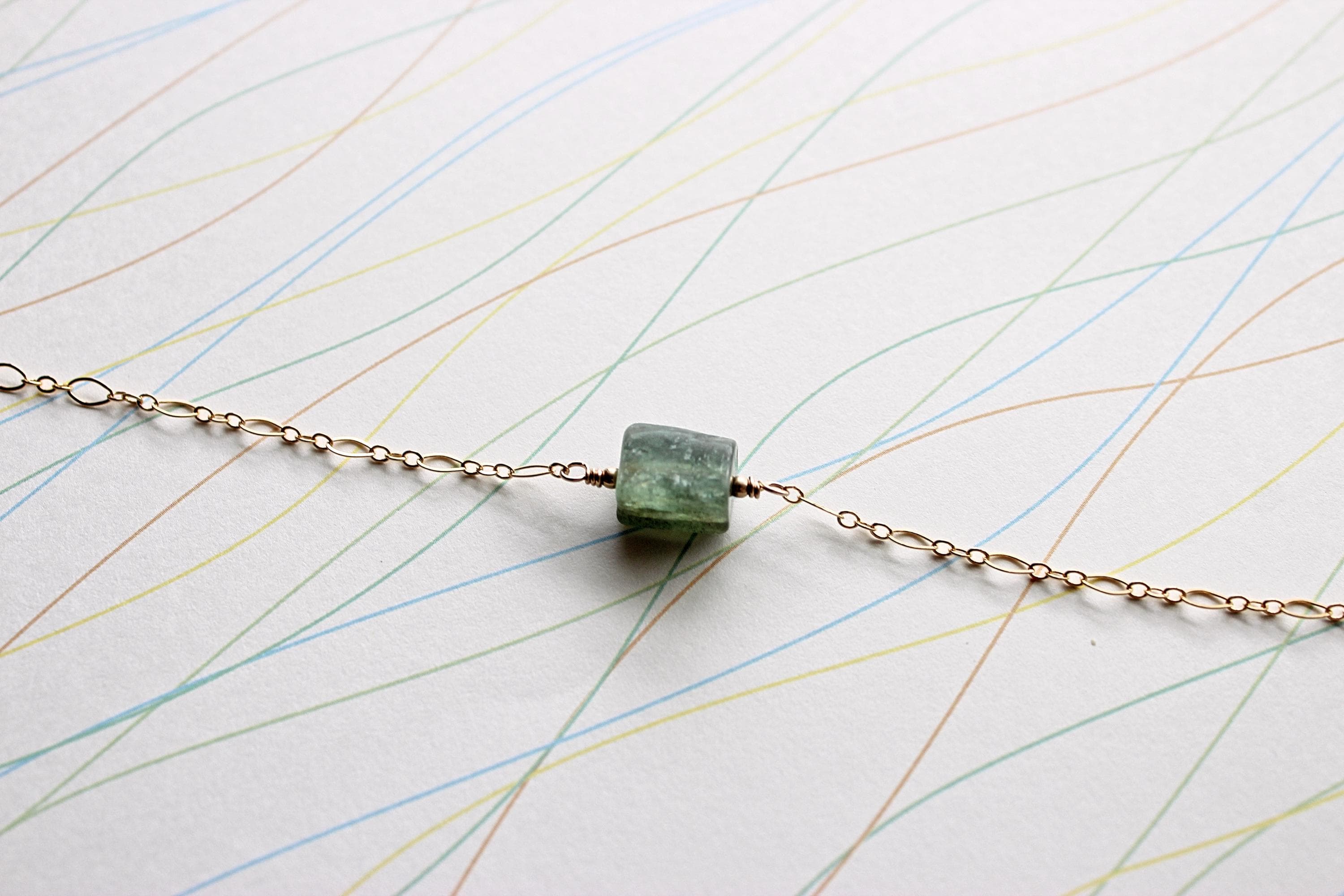 Green Kyanite Chunk 14" Gold-Filled Choker with 3" Extension Chain - image 3
