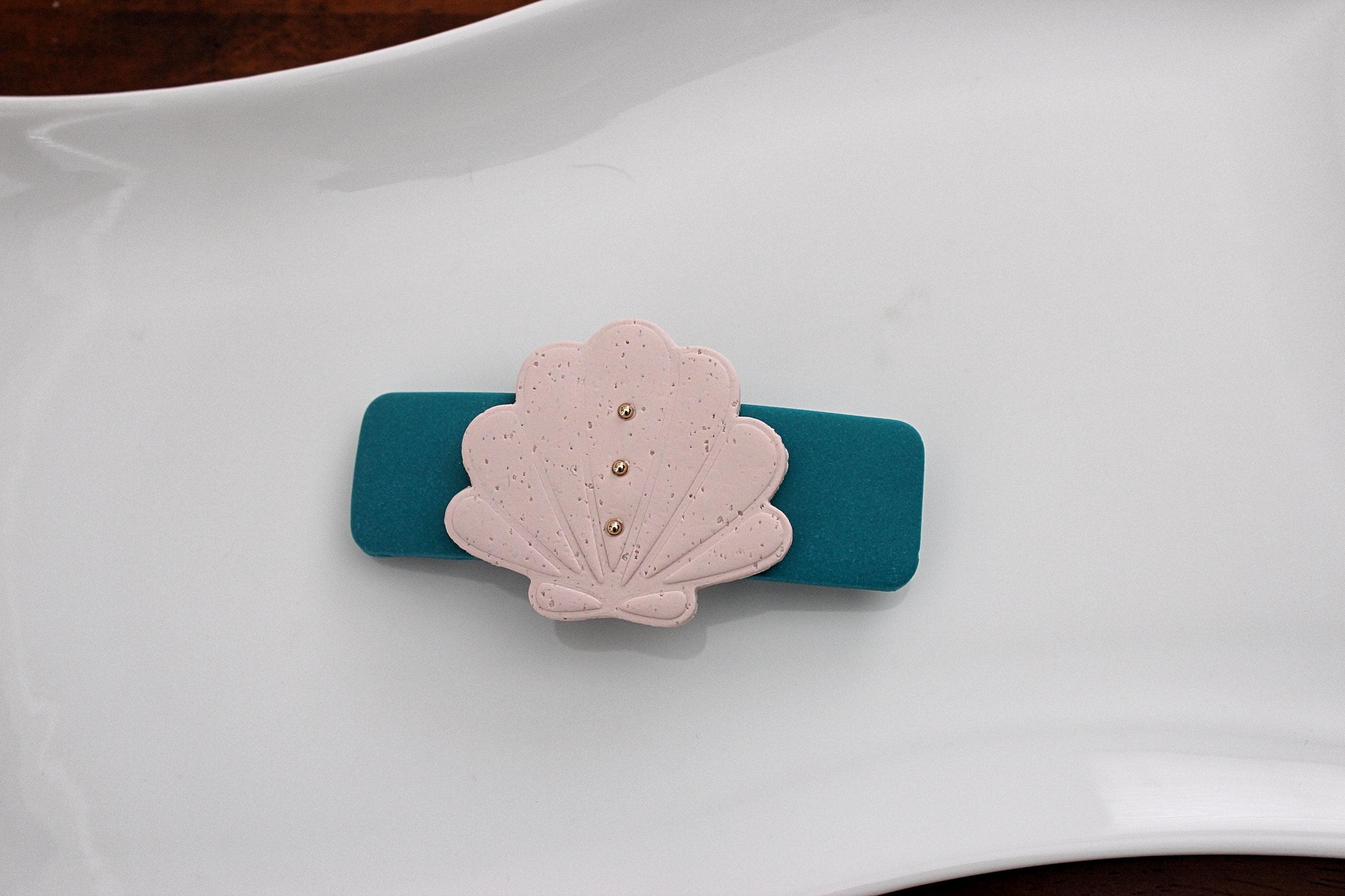 Seashell Polymer Clay French Hair Barrette