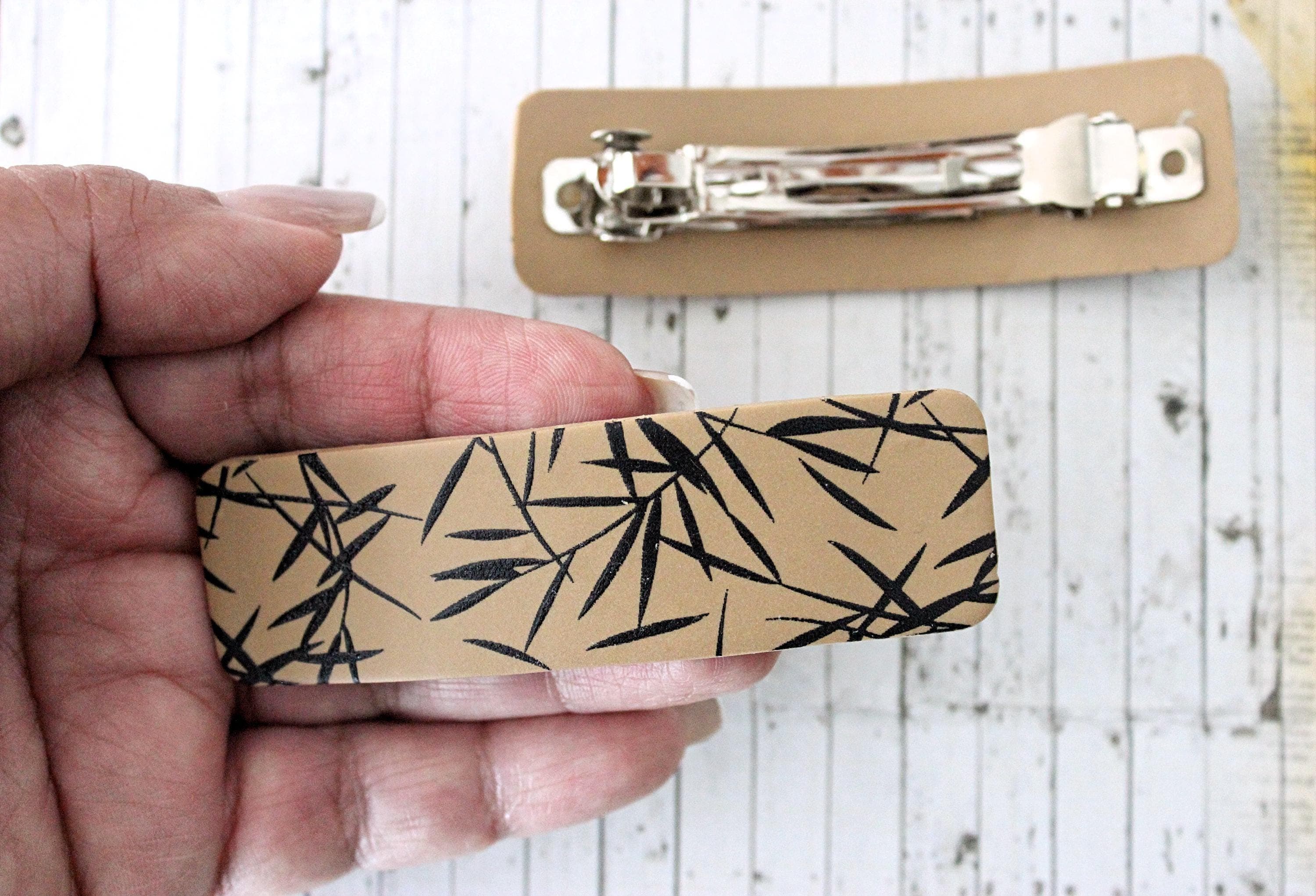 Fern Polymer Clay French Hair Barrette - image 5